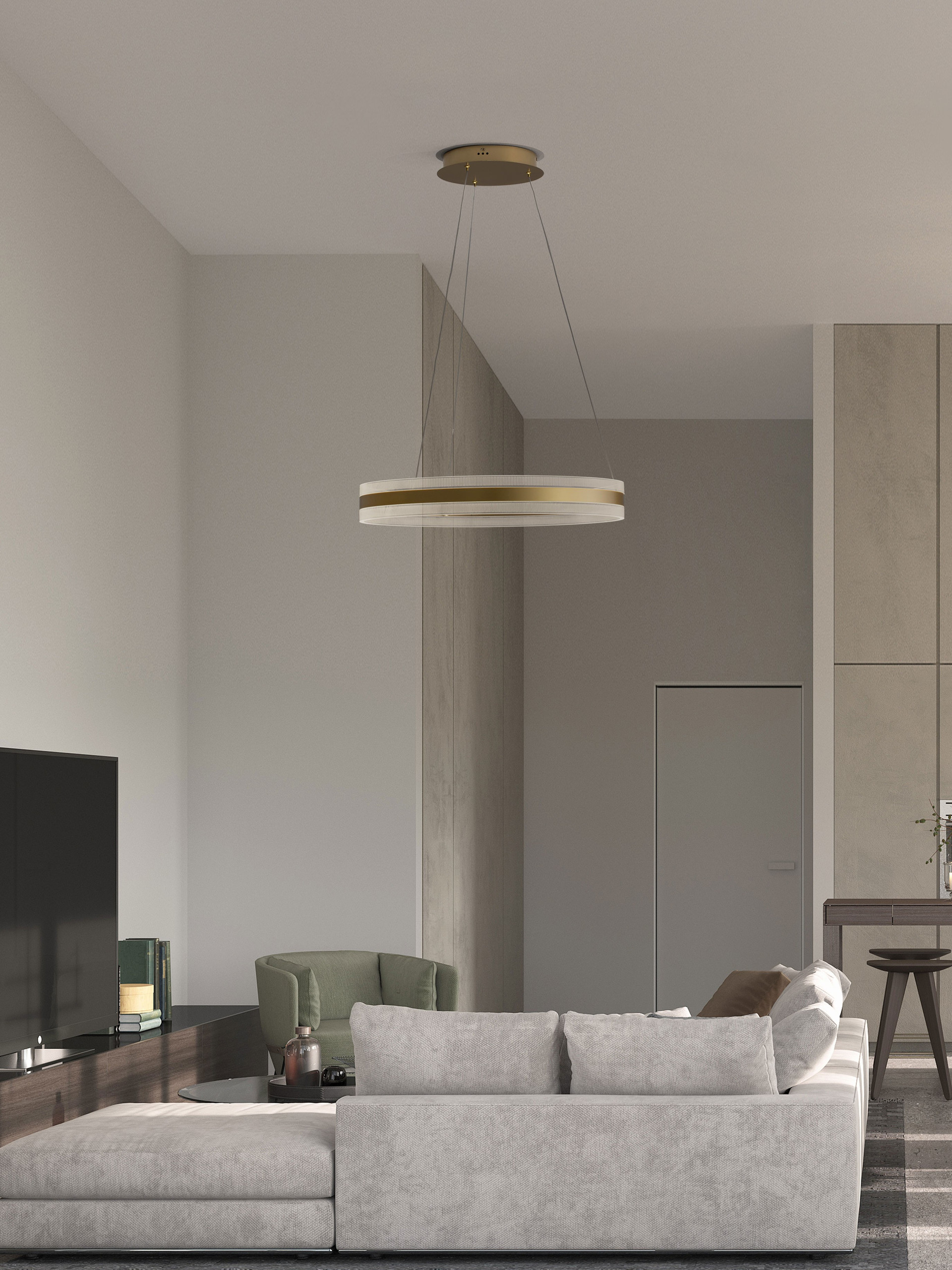 AGOS | H 150 D 60 cm | 75 W | 3000 K | 2947 lm | IP20 | Gold | Aluminum/Acrylic