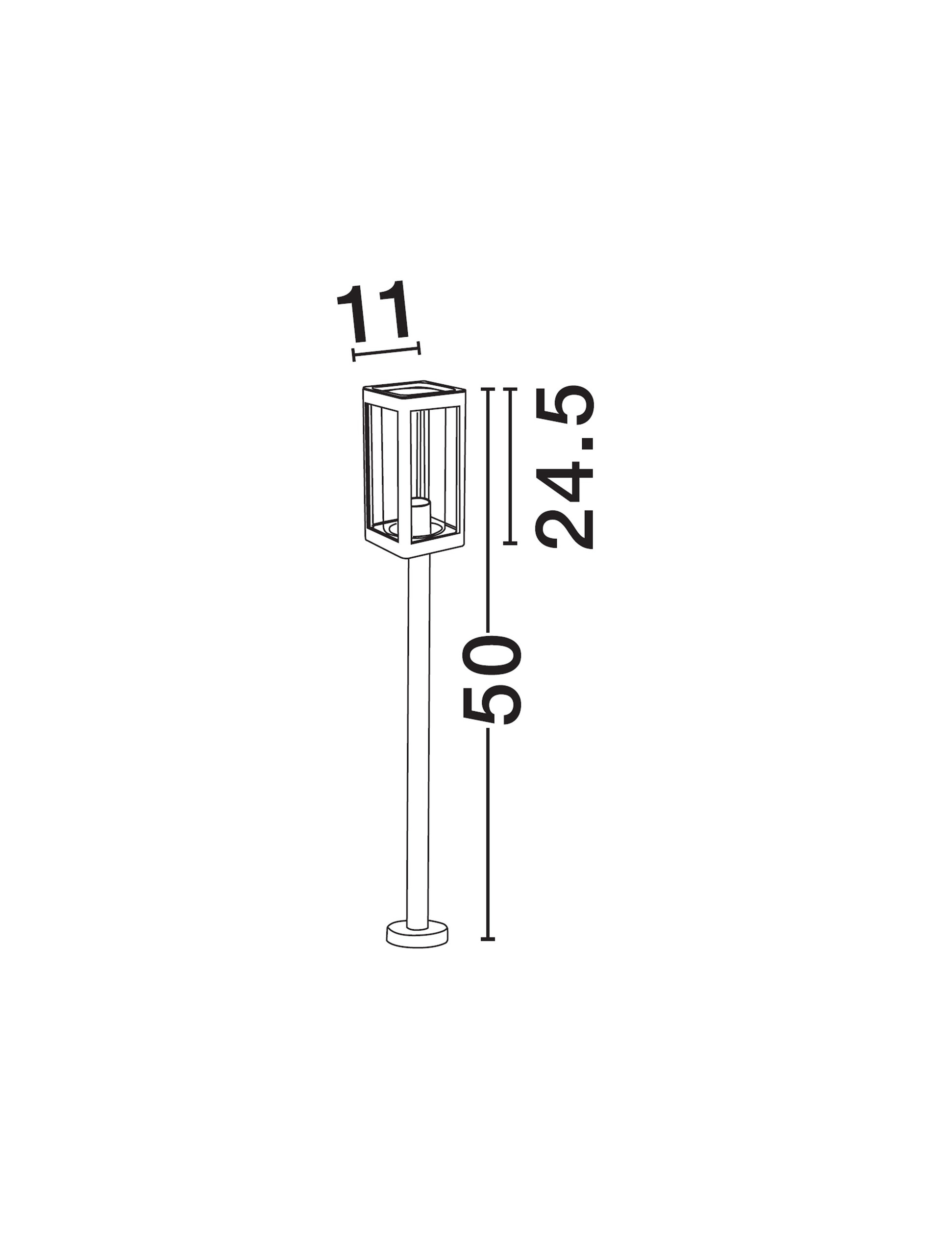 FIGO | L 11 W 11 H 50 cm | 12 W | IP54 | Grigio Scuro | Alluminio