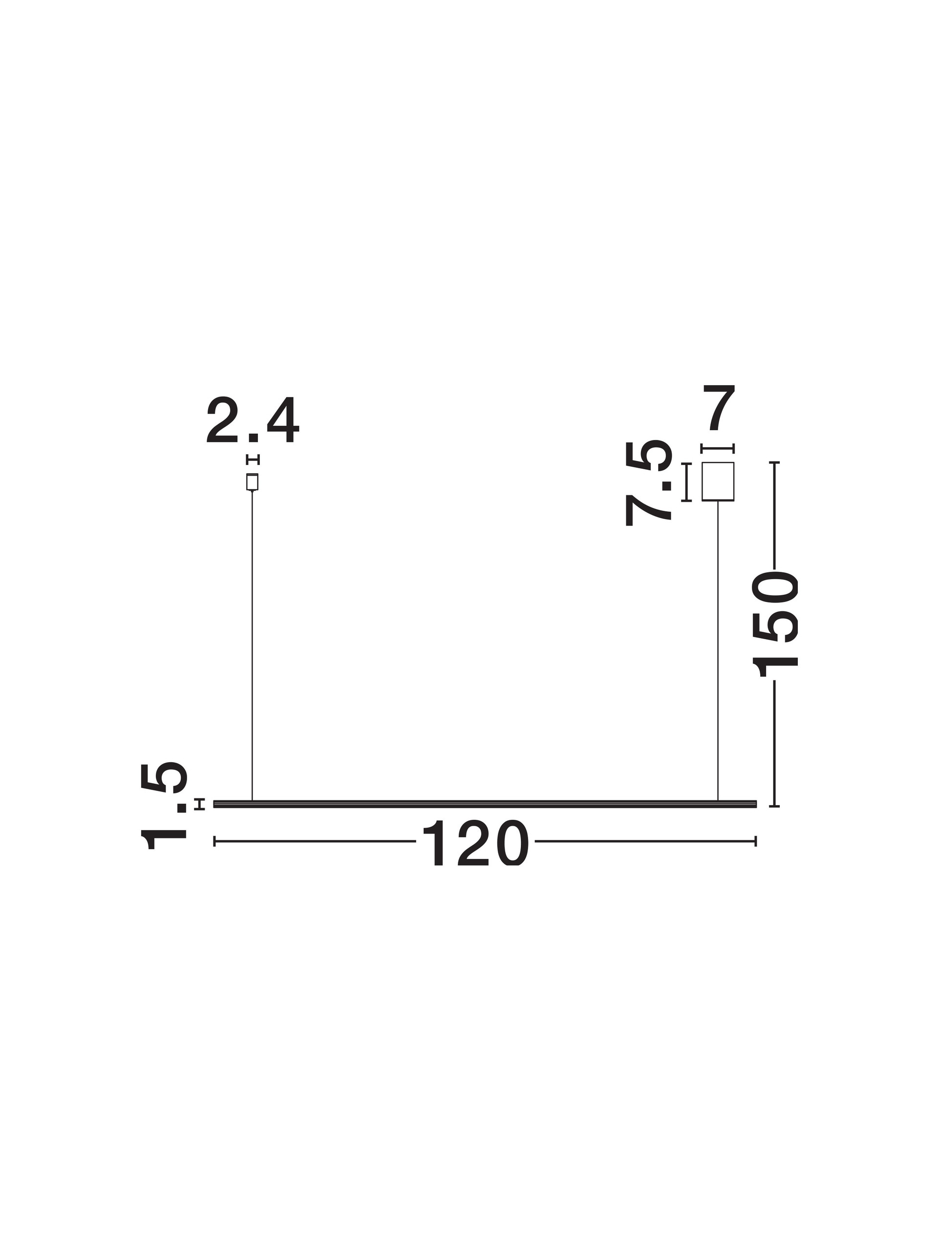 BRILLIA | L 120 W 7 H 150 cm | 20 W | 3000/2700/4000 K | 1300 lm | IP20 | Black | Aluminum