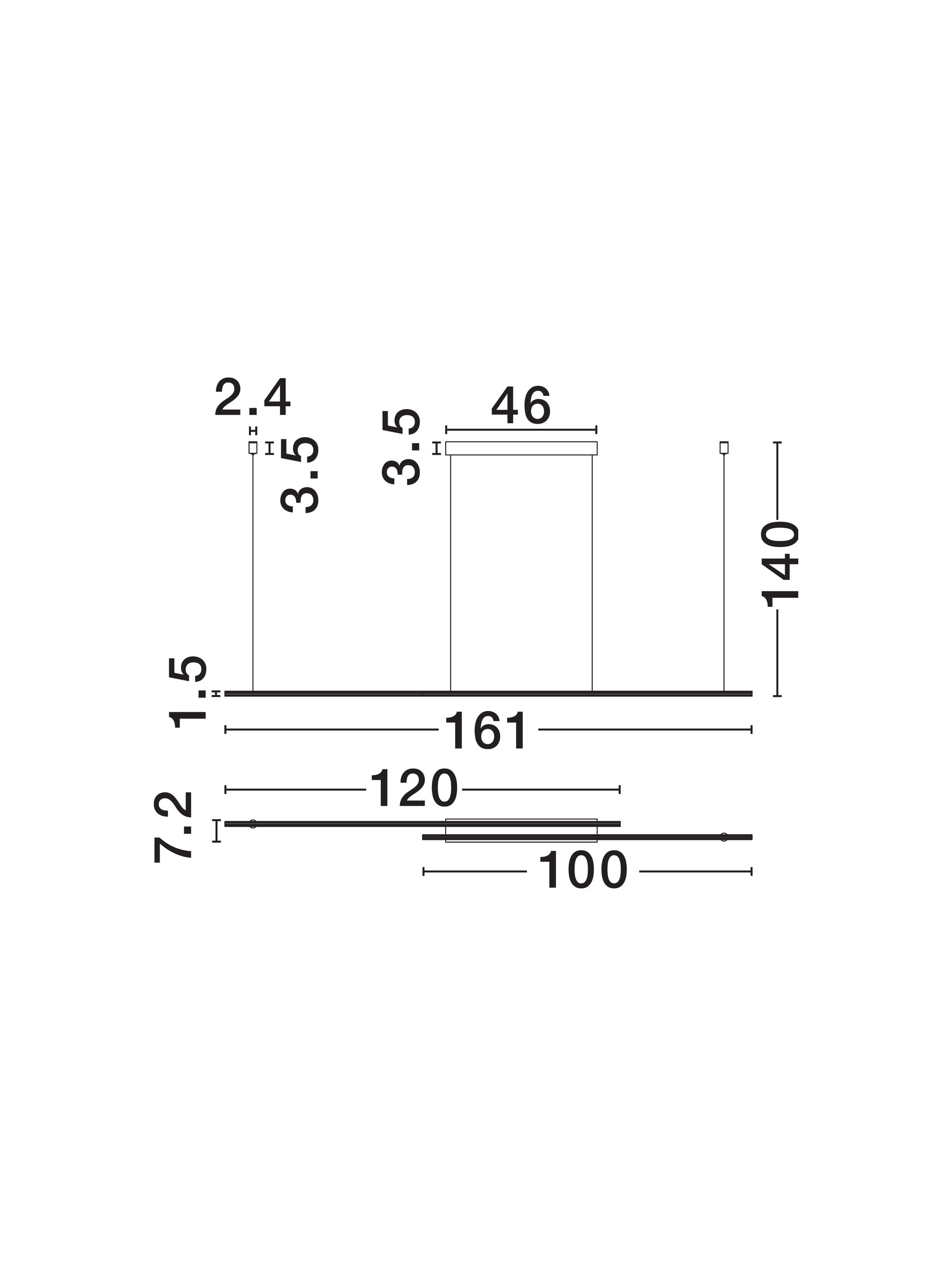 BRILLIA | L 161 W 7.2 H 140 cm | 40 W | 3000/2700/4000 K | 2400 lm | IP20 | Gold | Aluminum