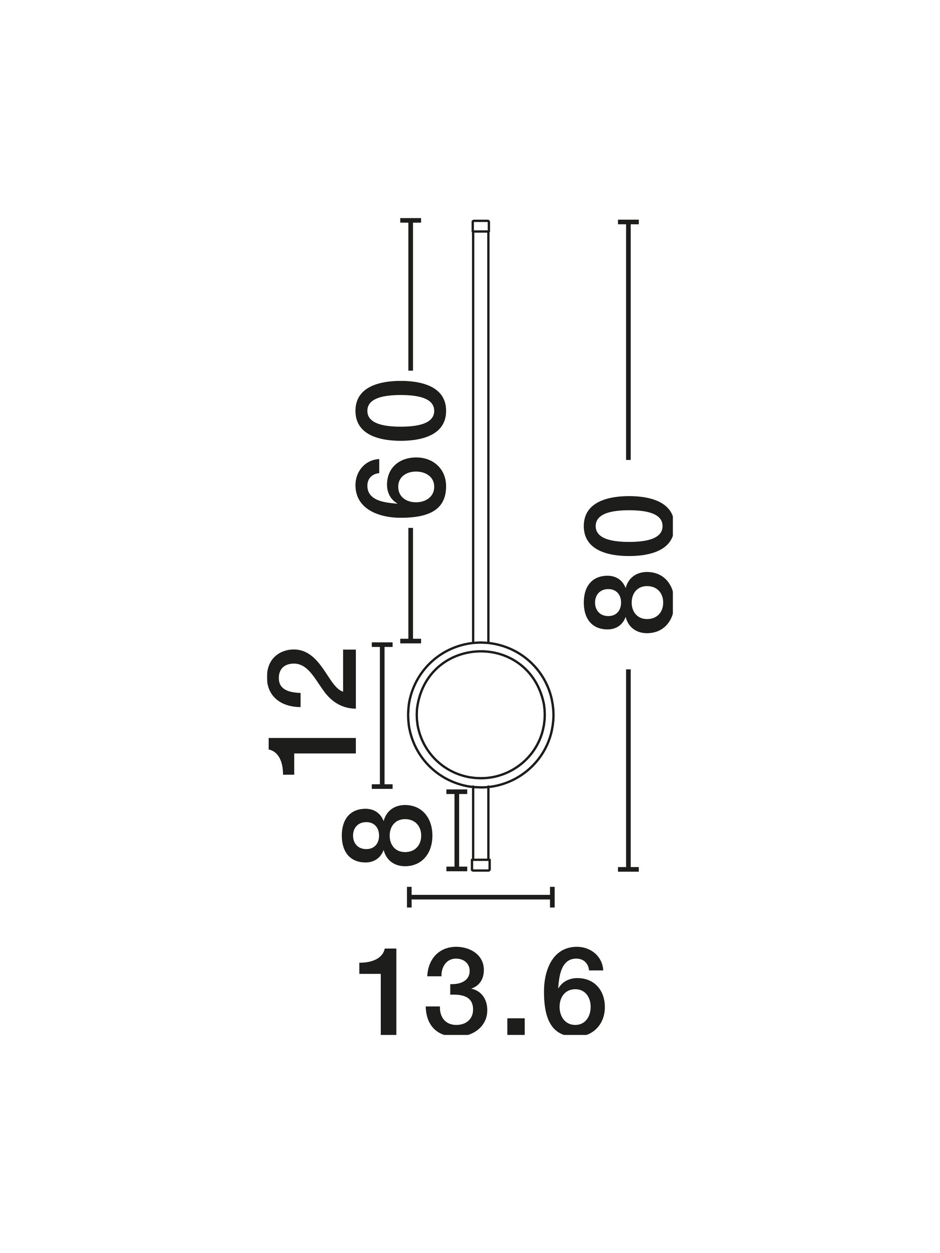 CLOCK | W 6.5 H 80 D 13.6 cm | 22 W | 3000 K | 1560 lm | IP20 | Black | Aluminum/Acrylic