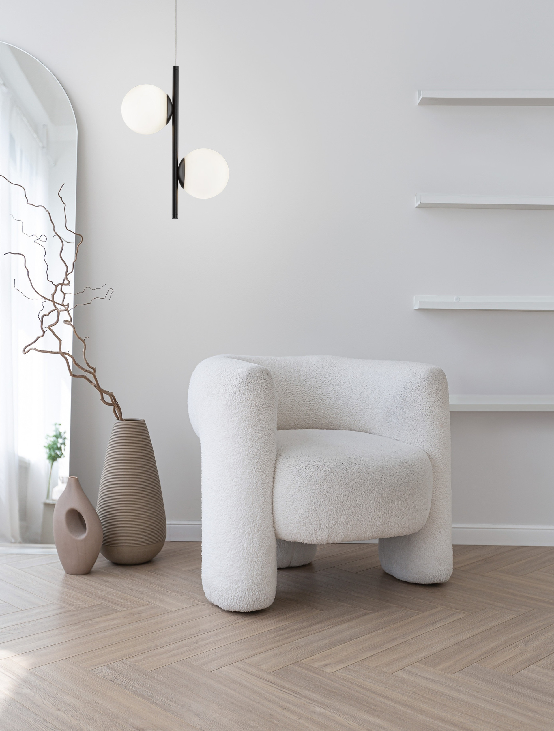 NUVOLE | L 28.5 W 13 H 150 cm | 16 W | 3000 K | 800 lm | IP20 | Black/White | Glass/Aluminum