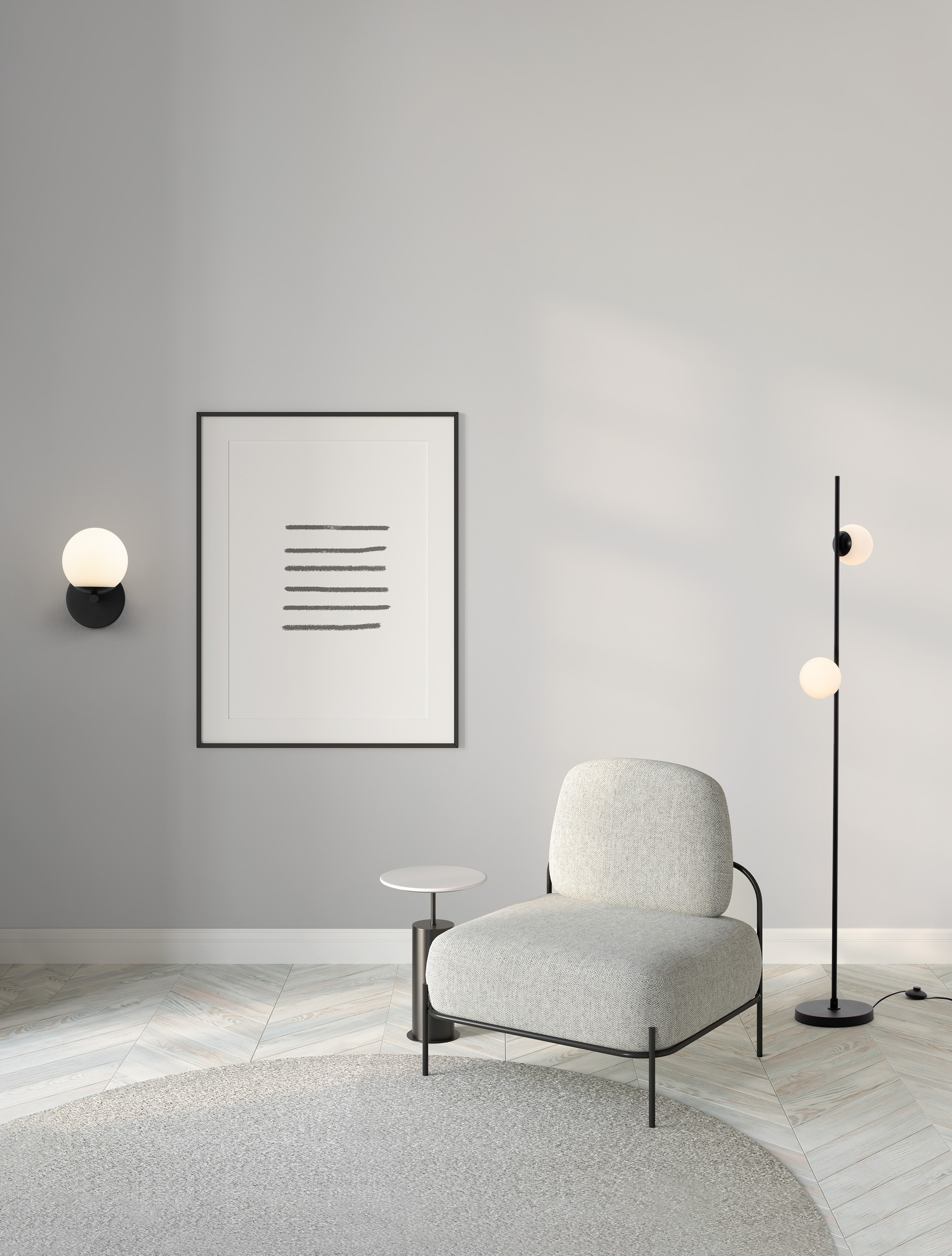 NUVOLE | L 13 W 17.5 H 20 cm | 8 W | 3000 K | 400 lm | IP20 | Black/White | Glass/Aluminum