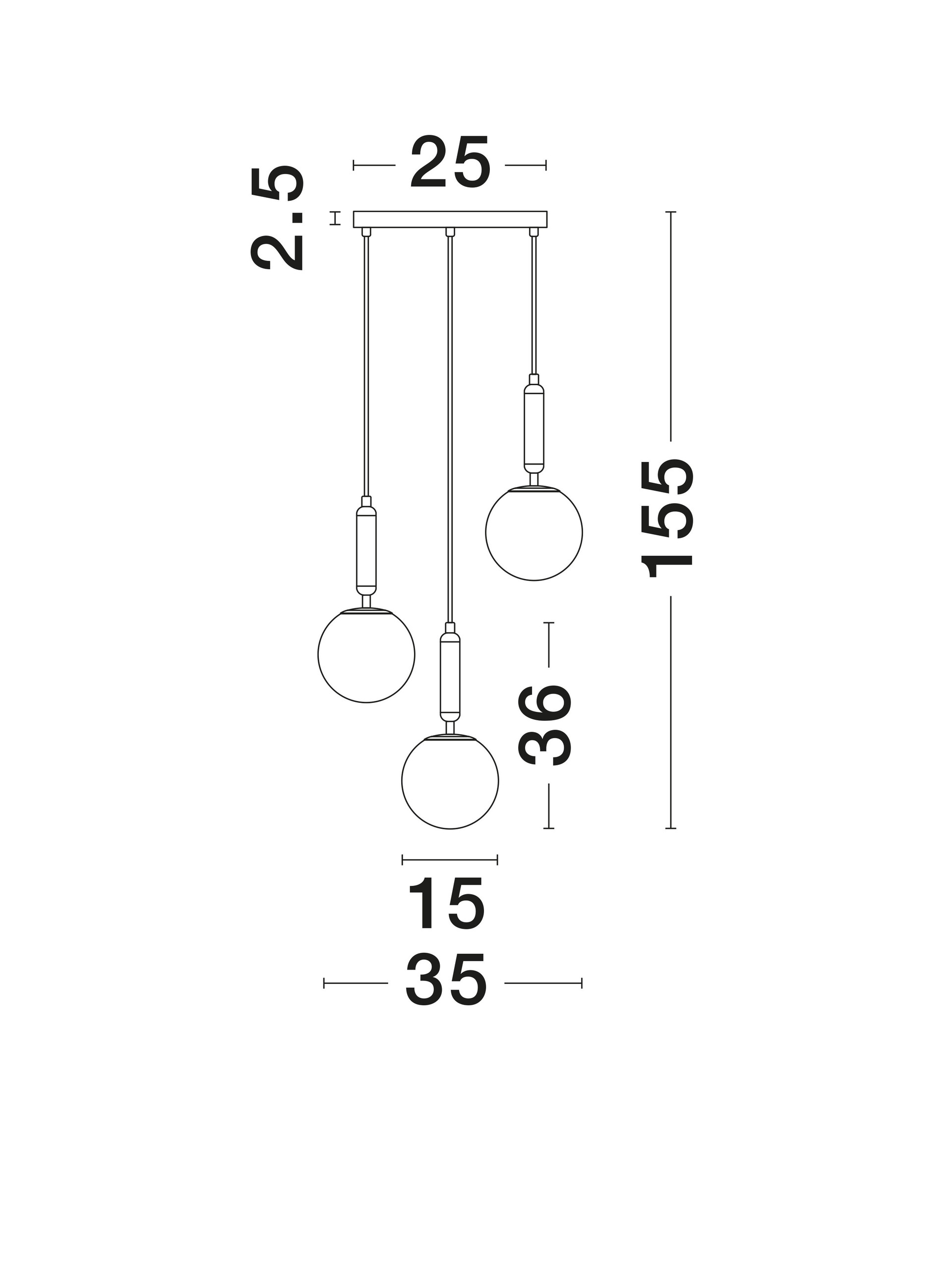 MONET | H 155 D 35 cm | 36 W | IP20 | Blanc/Or | Verre/Métal