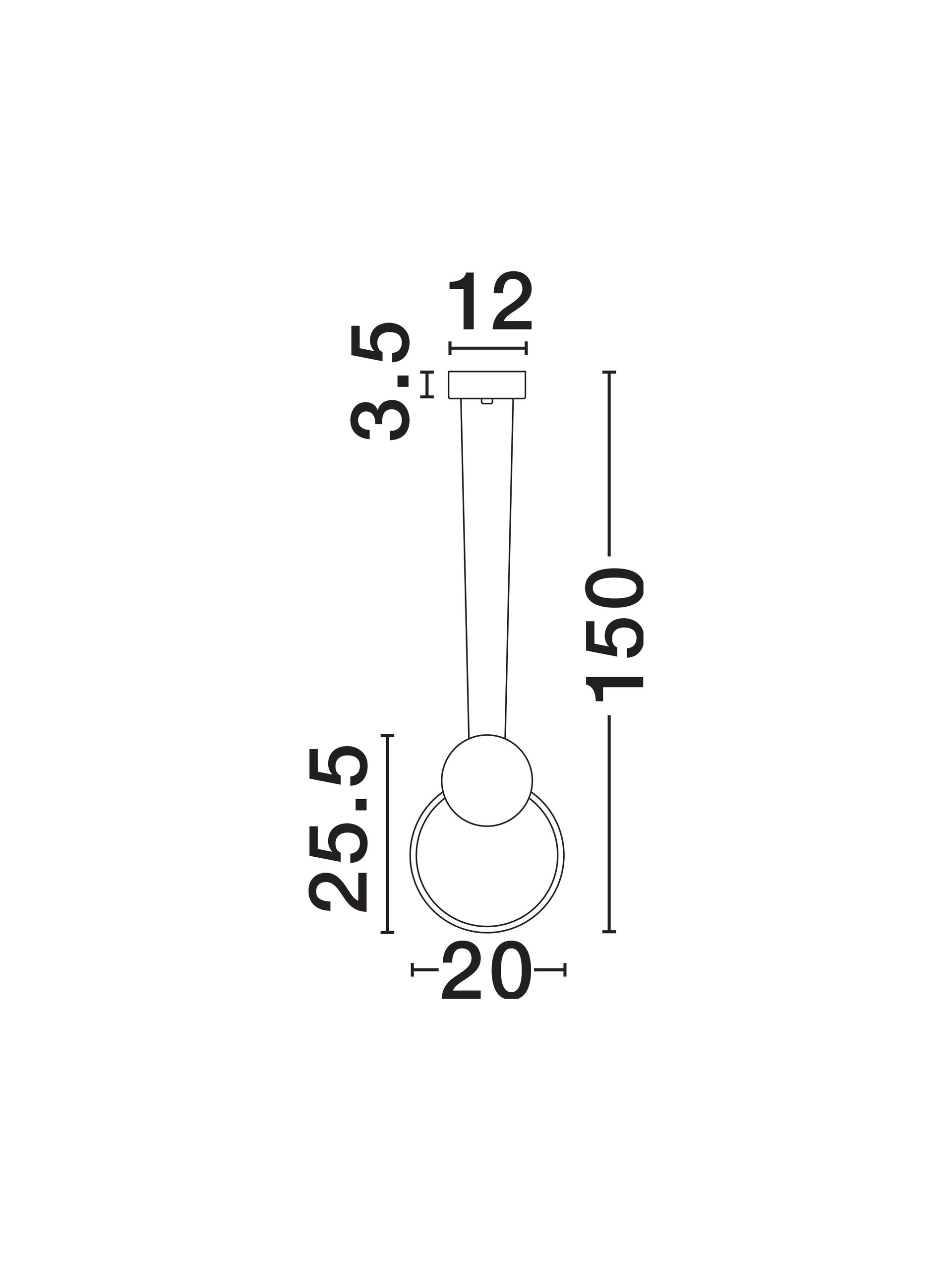 WIRO | L 20 W 12 H 150 cm | 11 W | 3000 K | 770 lm | IP20 | Black | Aluminum/Acrylic