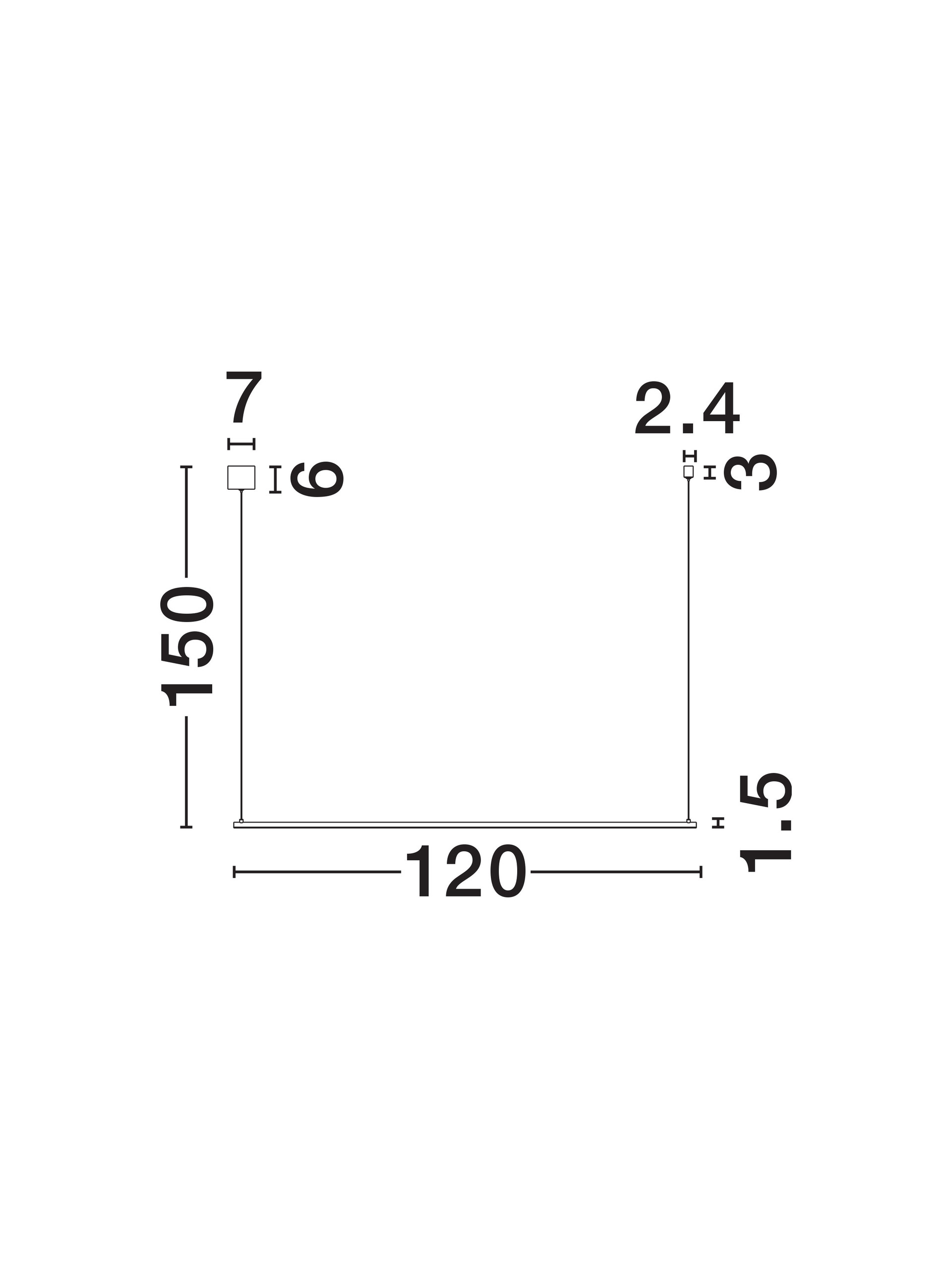 ELETTRA | L 120 W 7 H 150 cm | 20 W | 3000 K | 677 lm | IP20 | Black | Aluminum