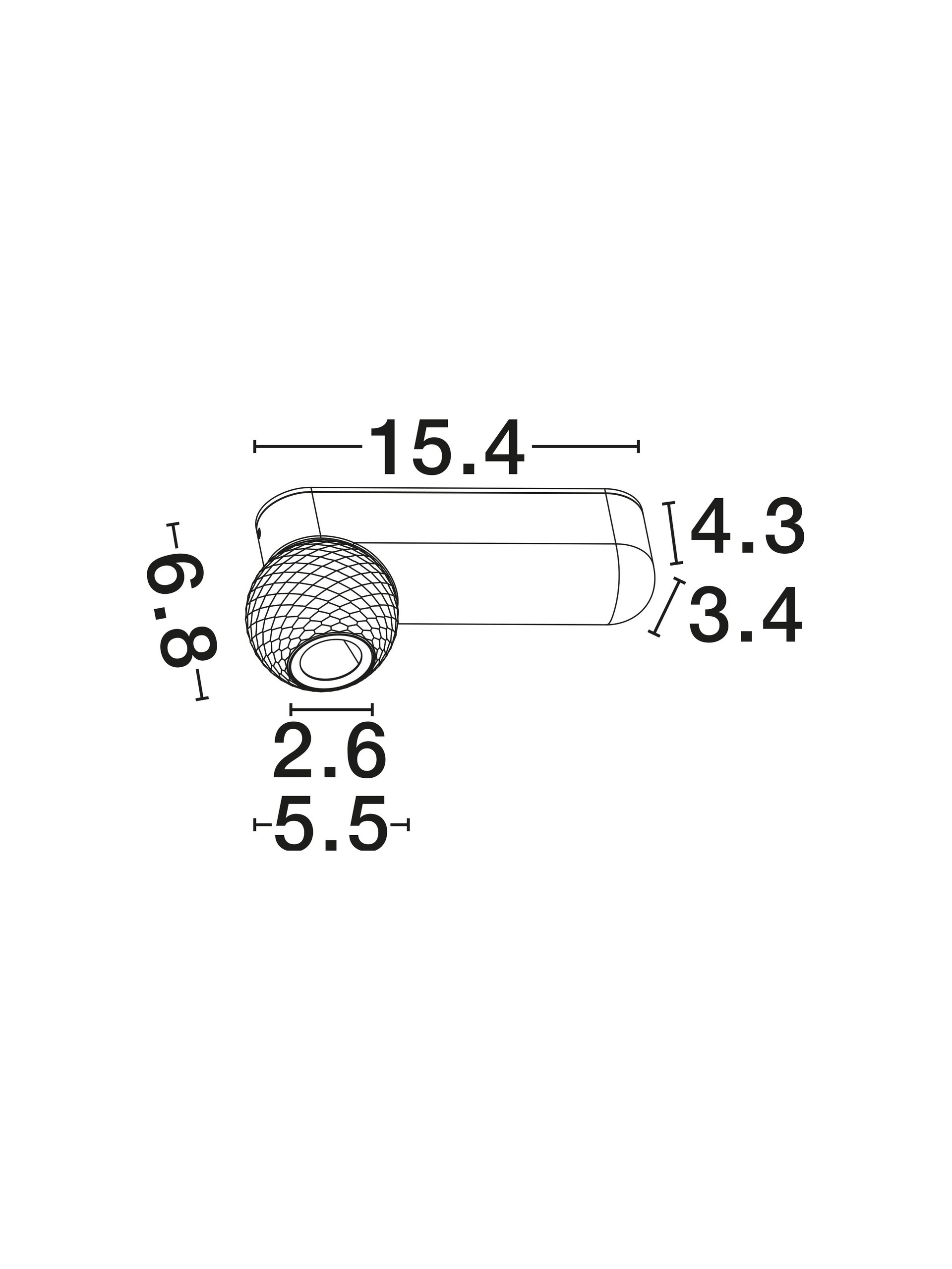 NOTIC | L 15.4 W 3.4 H 6.8 cm | 7 W | 2700 K | 455 lm | IP20 | Blanc | Aluminium