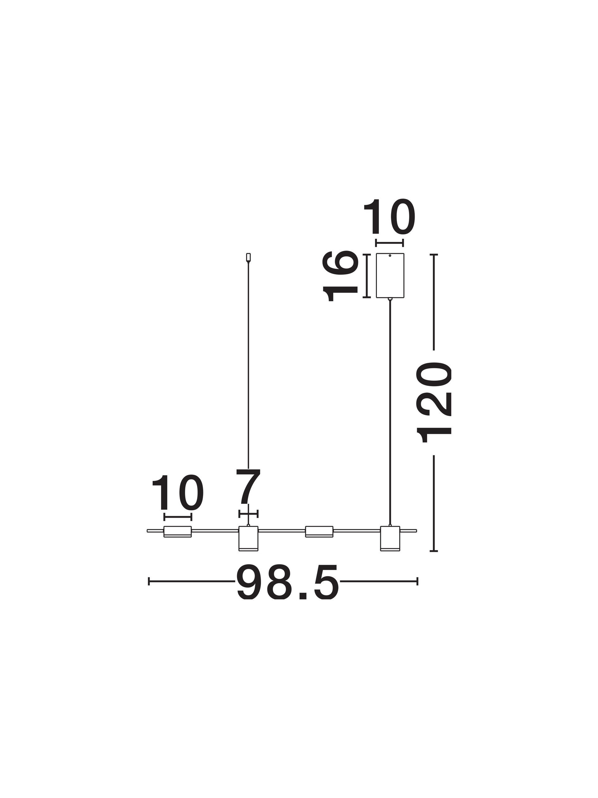 RIAZ | L 98.5 W 10 H 120 cm | 20 W | 3000/2700/4000 K | IP20 | Black | Aluminum/Acrylic