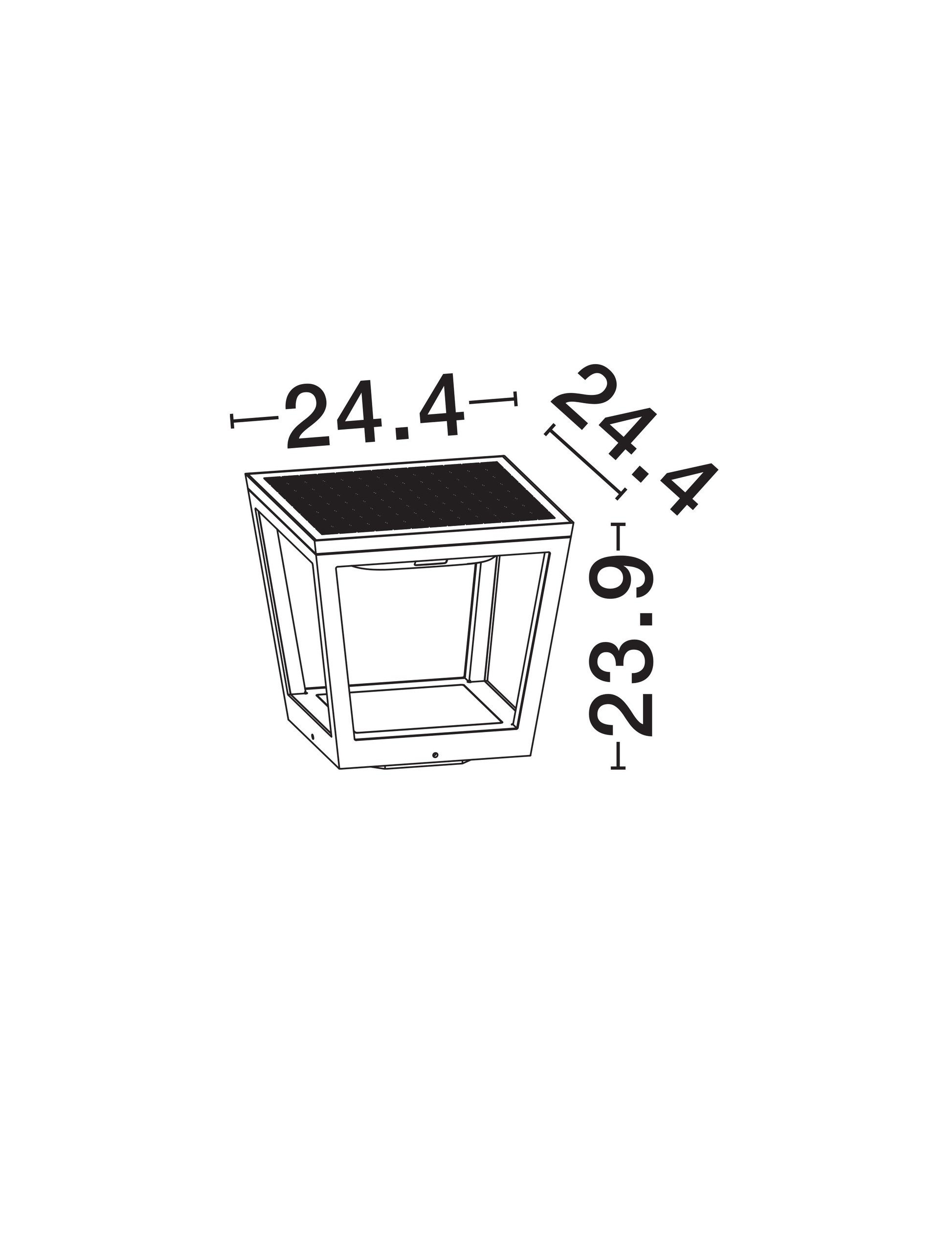 CUPPA | L 24.4 W 24.4 H 23.9 cm | 2 W | 3000 K | 186 lm | IP54 | Black | Aluminum