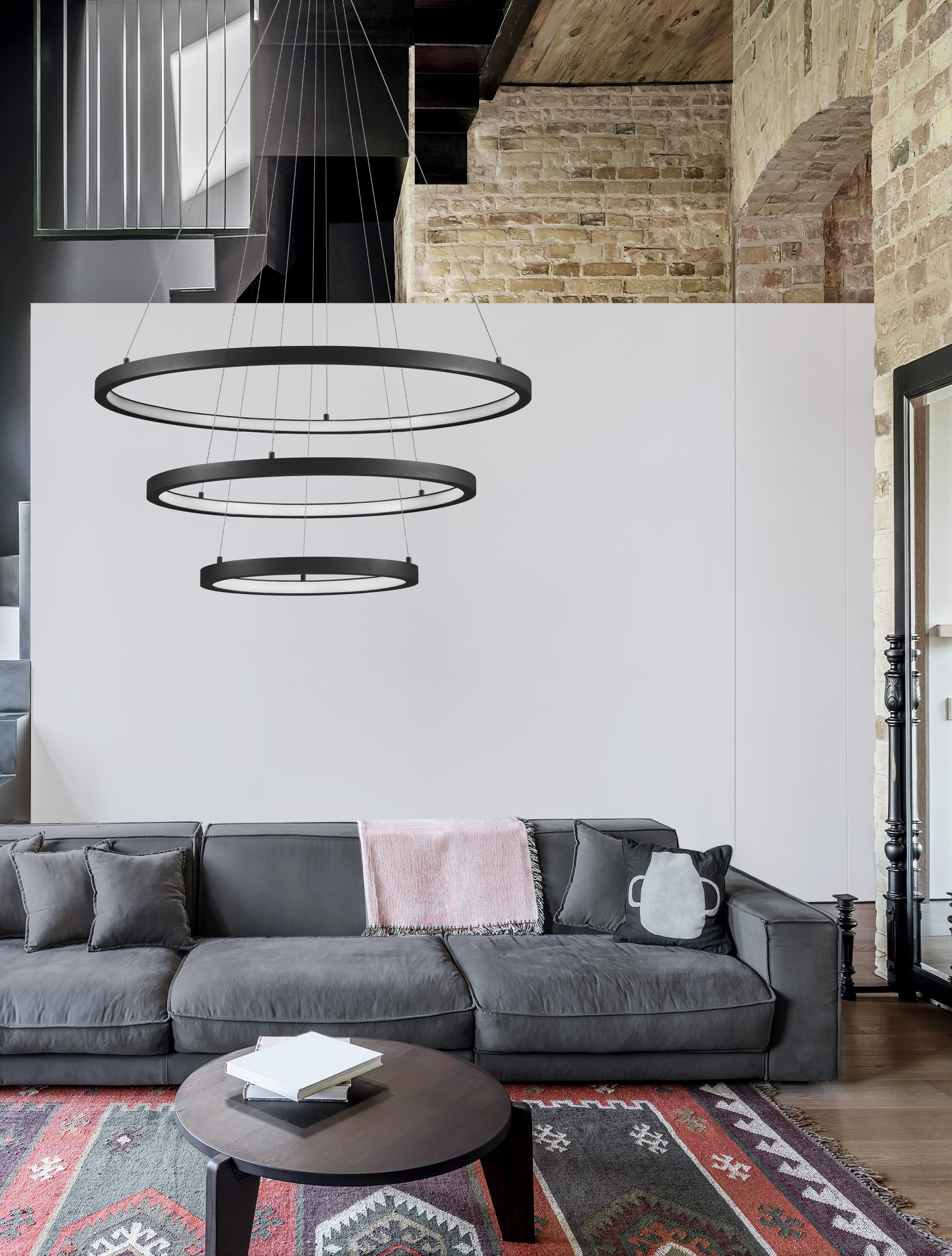 EMPATIA | H 150 D 80 cm | 108 W | 3000 K | 22440 lm | IP20 | Black | Aluminum/Acrylic