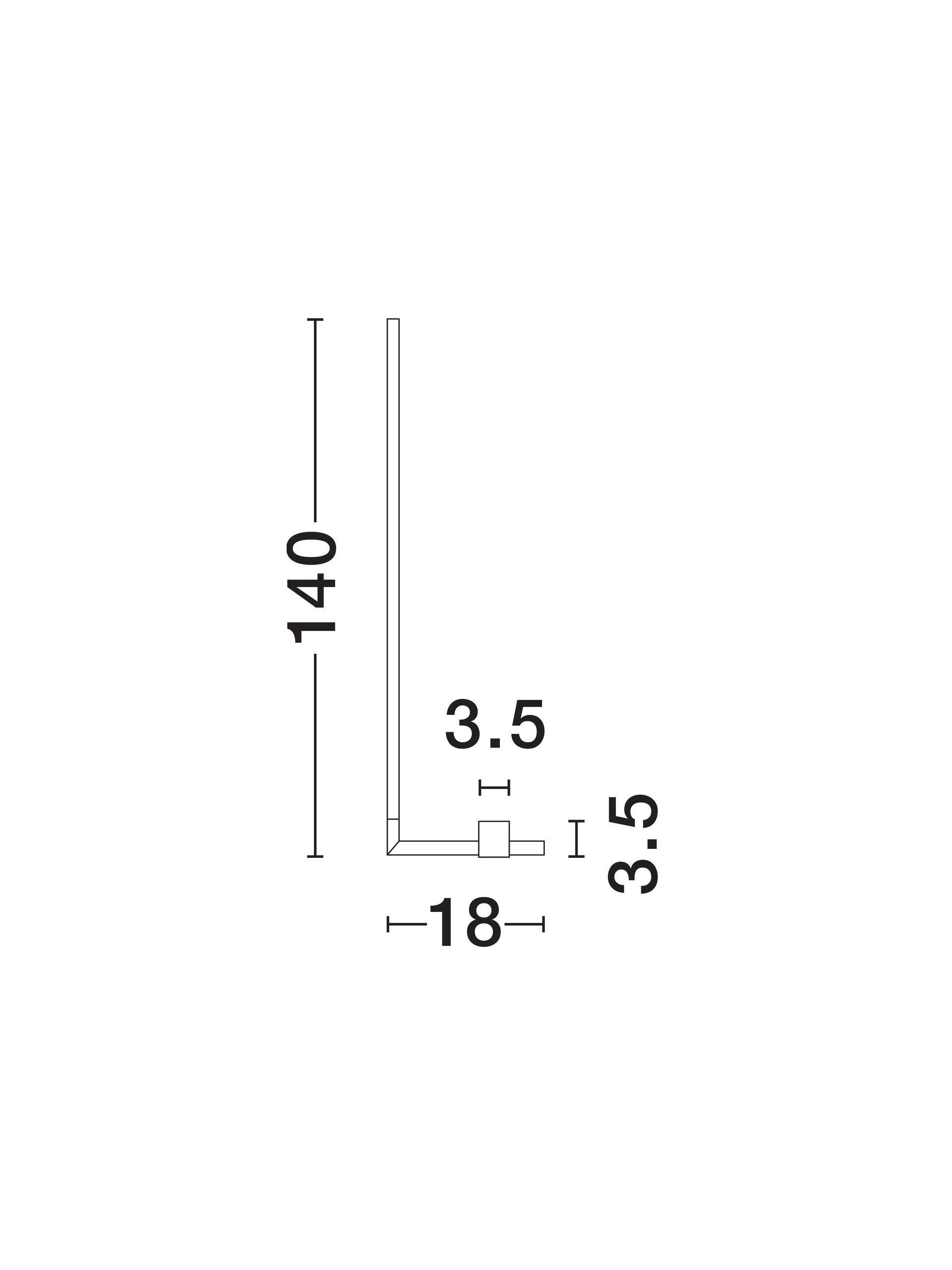 RACCIO | L 18 W 18 H 140 cm | 19 W | 3000 K | 891 lm | IP20 | Black | Metal/Acrylic