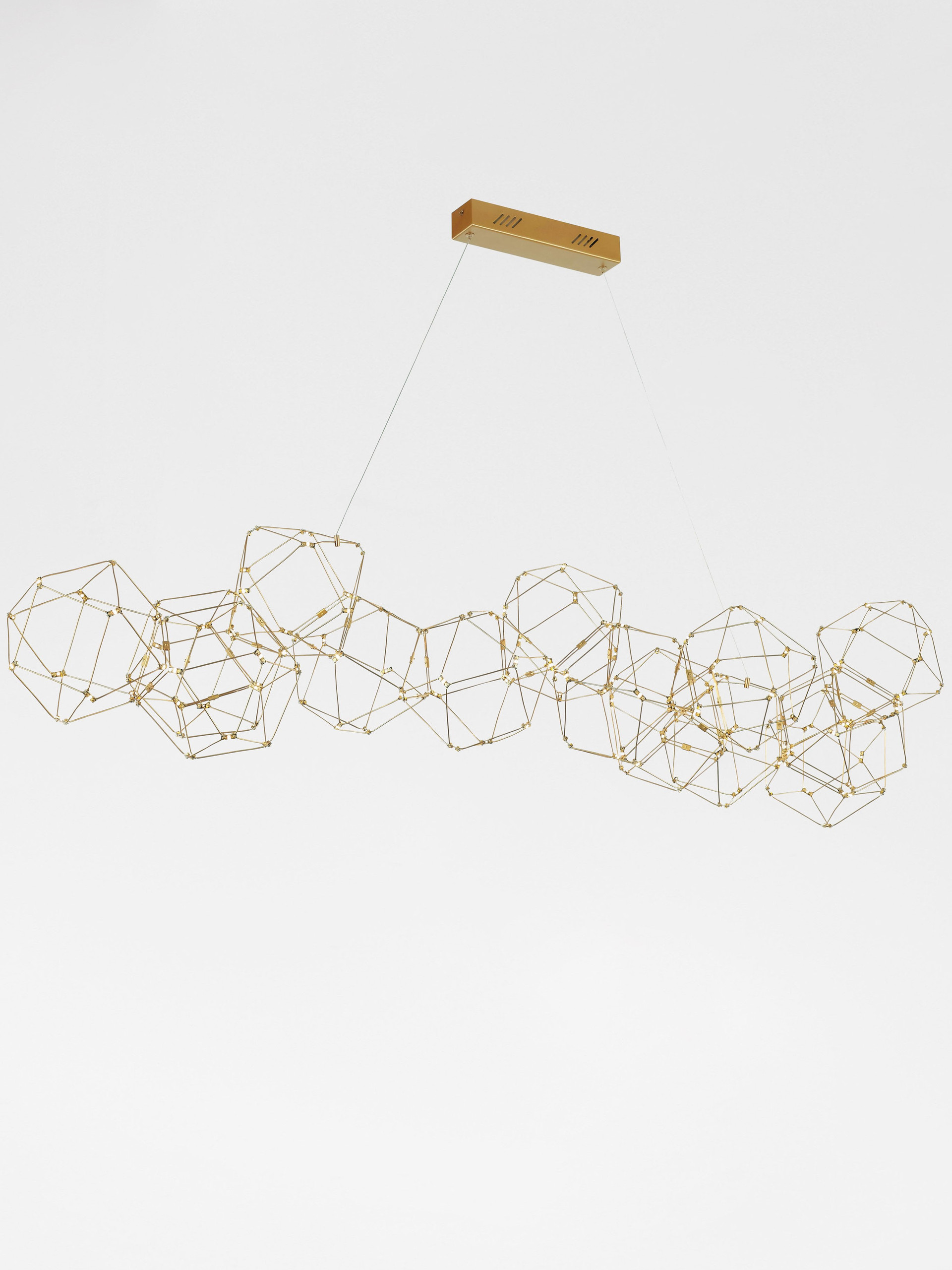 NEBULA | L 163 W 54 H 120 cm | 58 W | 3000 K | 3906 lm | IP20 | Gold | Copper