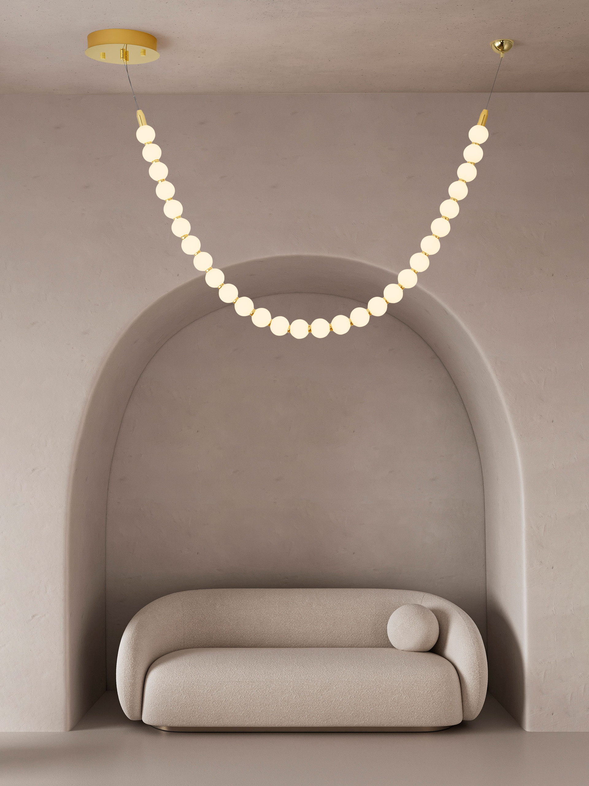 PERLA | L 116 W 24 H 81 cm | 48 W | 3000 K | 4031 lm | IP20 | White/Gold | Glass/Metal
