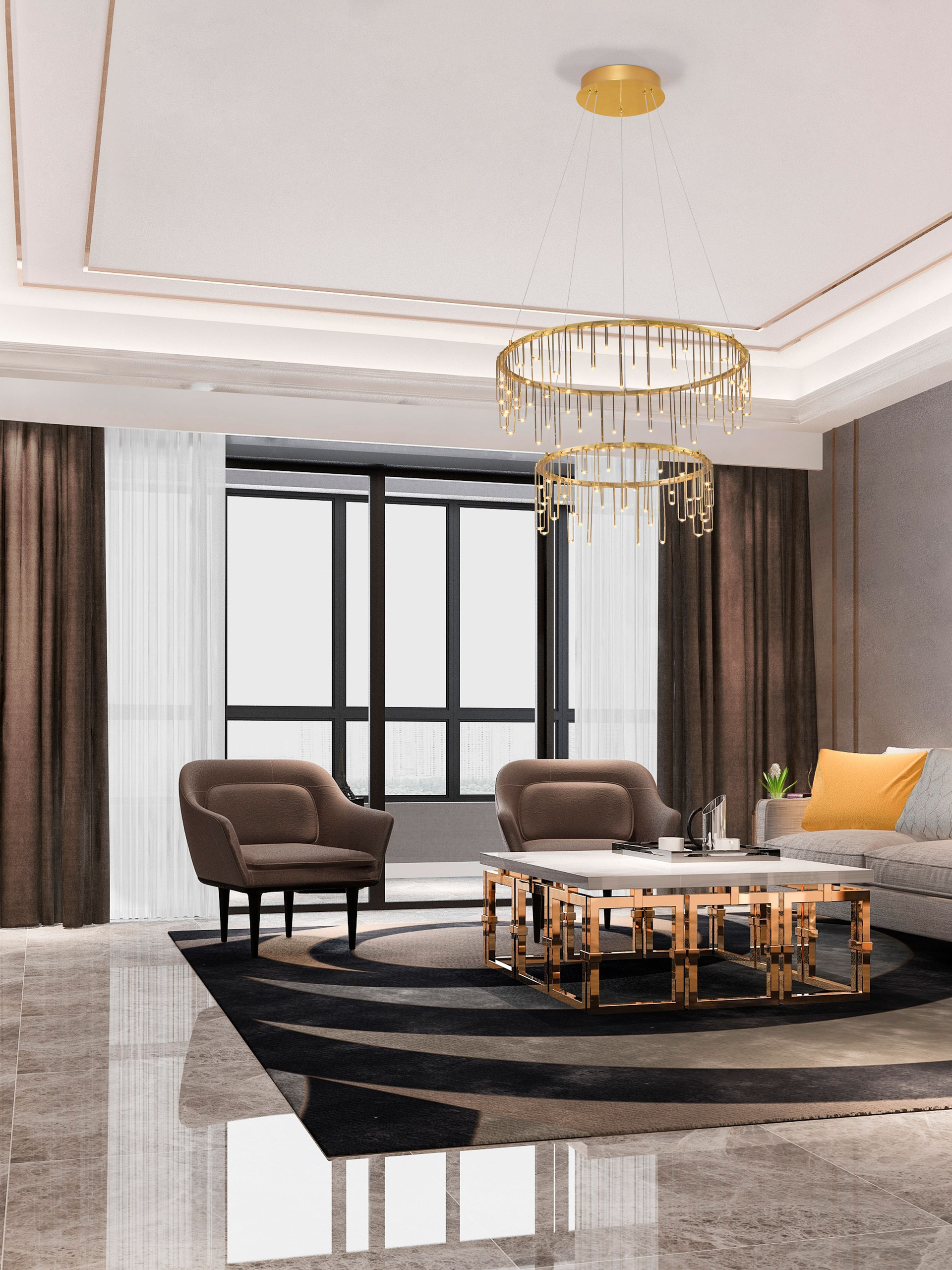 STELLAR | H 150 D 65 cm | 41 W | 3000 K | 3317 lm | IP20 | Gold | Aluminum/Copper