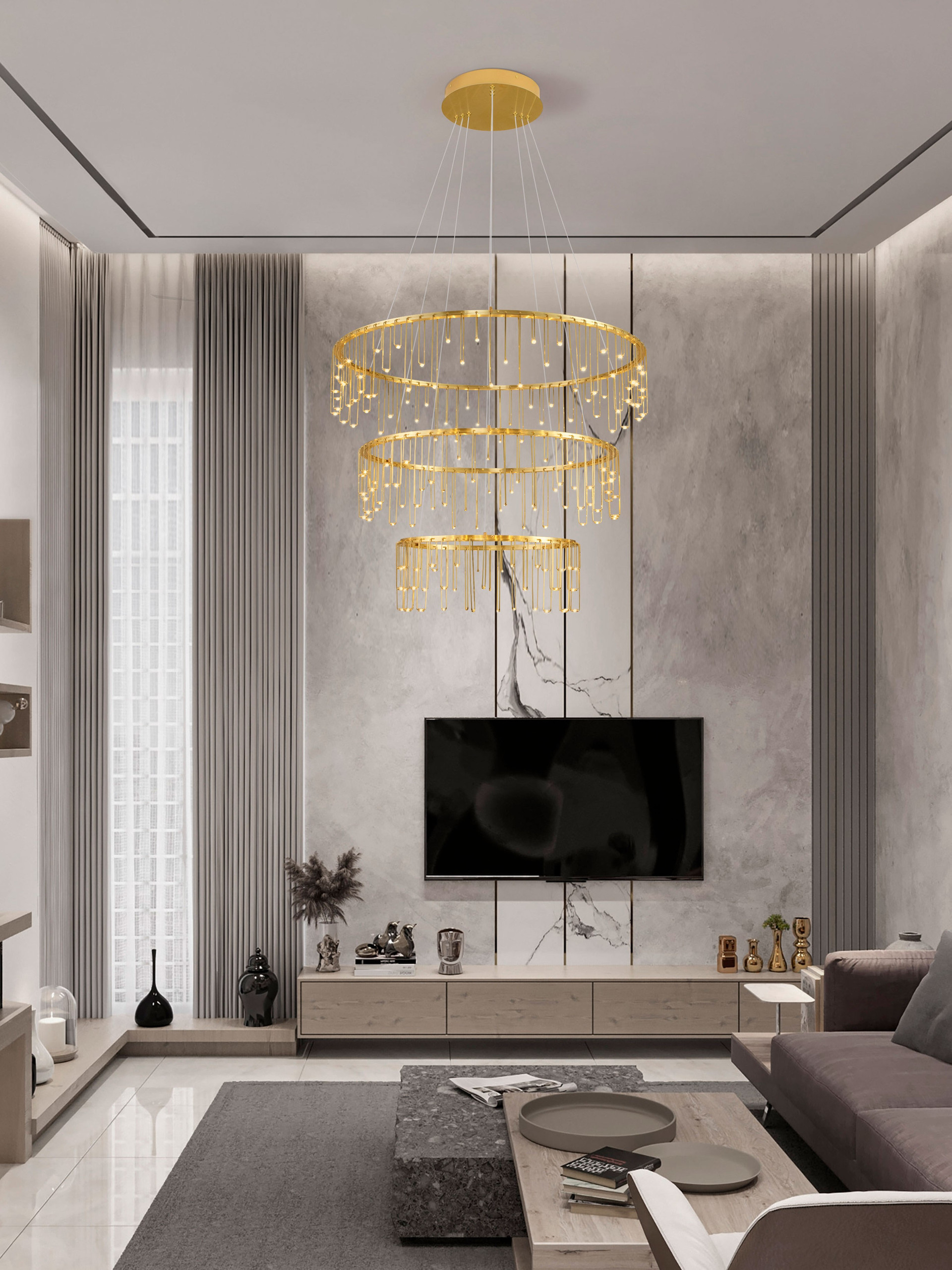 STELLAR | H 200 D 80 cm | 72 W | 3000 K | 5866 lm | IP20 | Gold | Aluminum/Copper