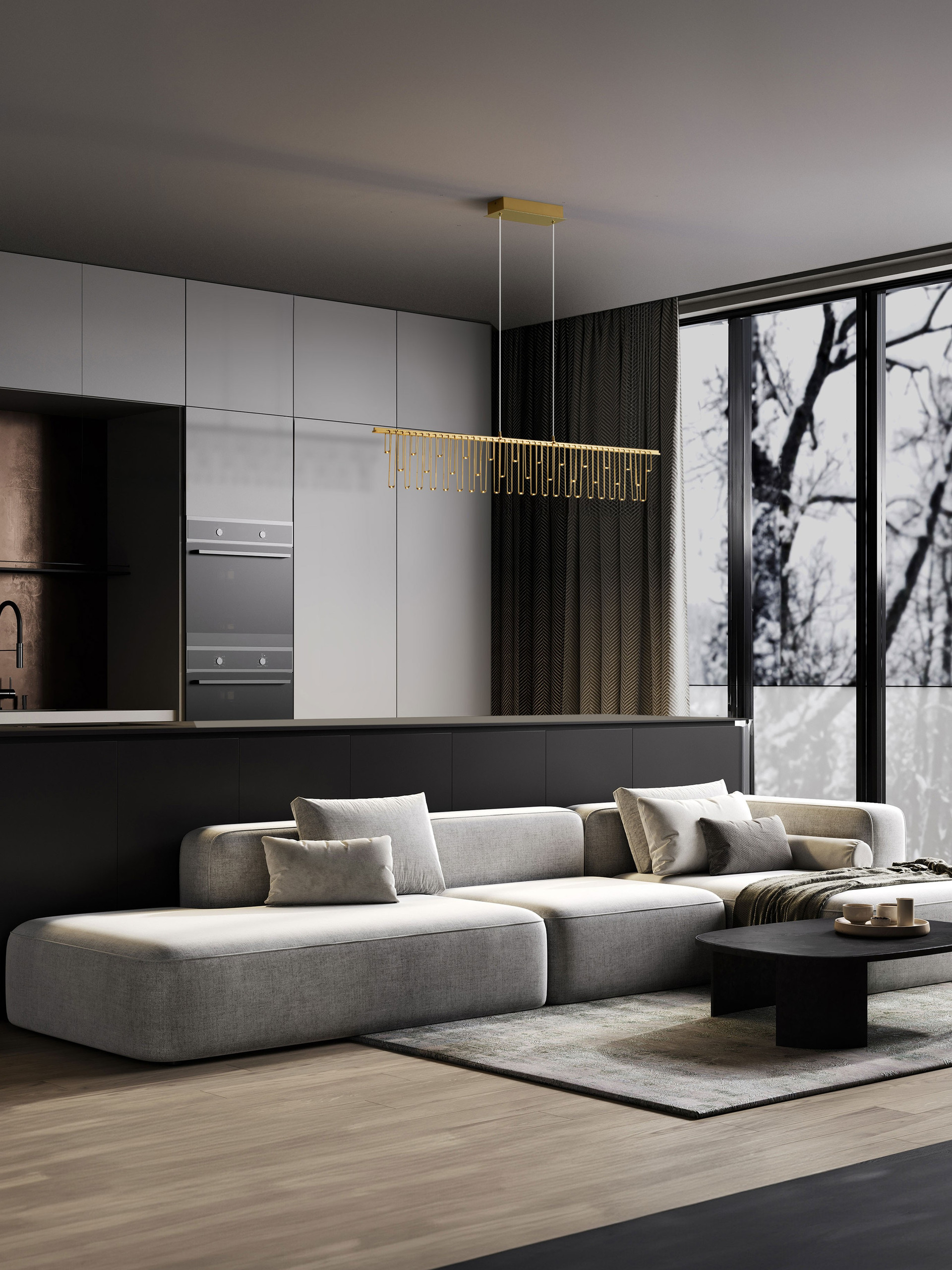 STELLAR | L 120 W 8 H 150 cm | 17 W | 3000 K | 1355 lm | IP20 | Gold | Aluminum/Copper