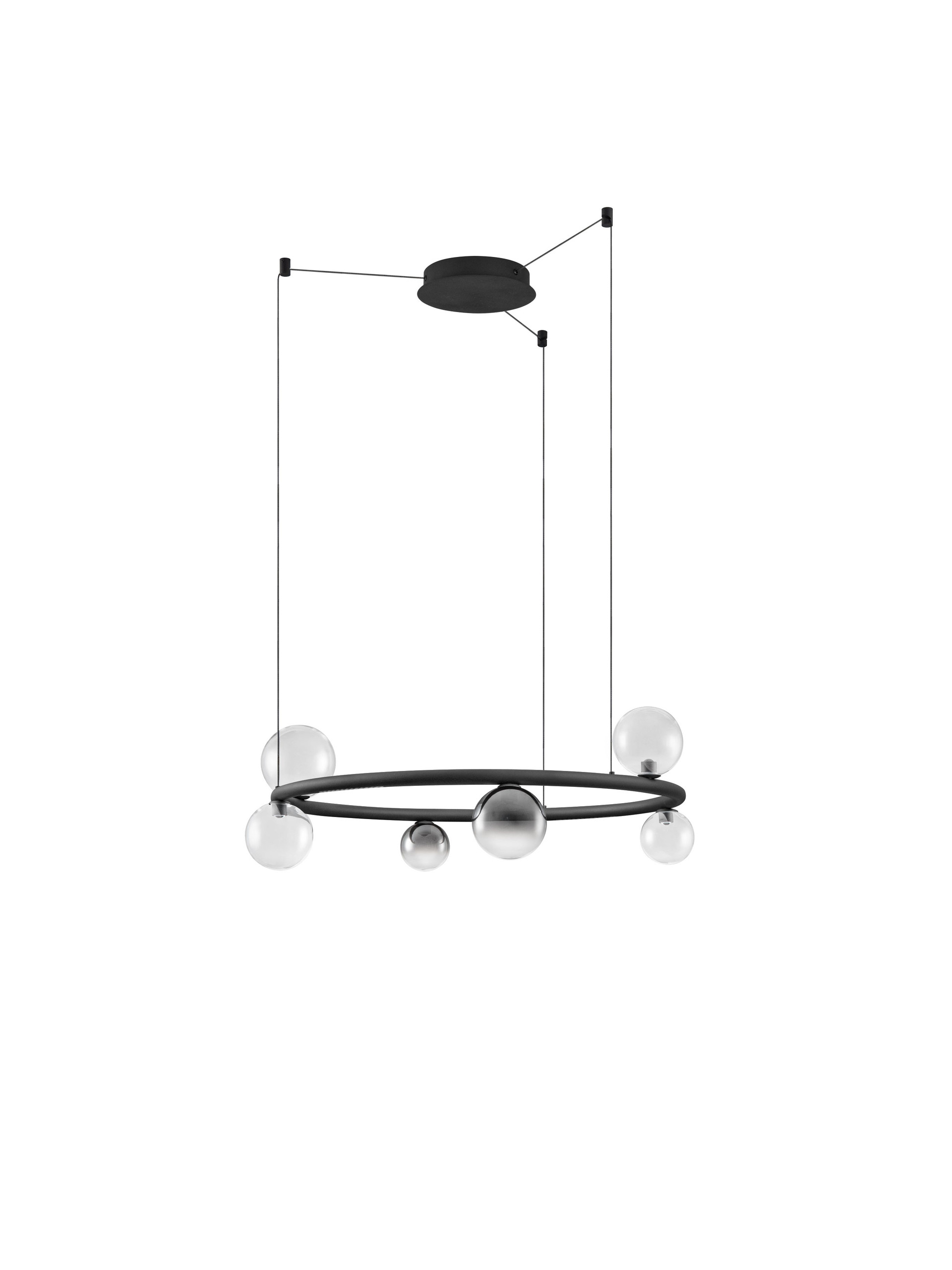 CELSO | H 220 D 75 cm | 30 W | 3000 K | 2319 lm | IP20 | Μαύρο/Διάφανο/Smokey | Ατσάλι/Γυαλί/Αλουμίνιο