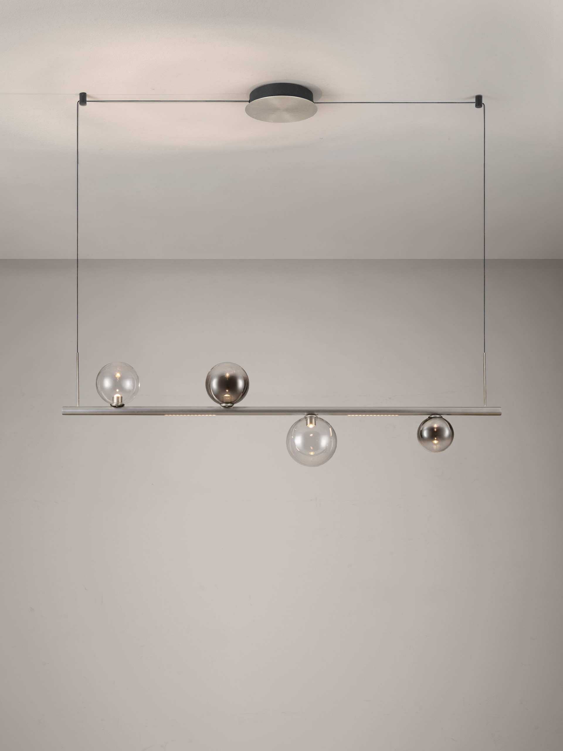 CELSO | L 120 W 14 H 220 cm | 26 W | 3000 K | 1872 lm | IP20 | Ασήμι/Διάφανο/Smokey | Ατσάλι/Γυαλί/Αλουμίνιο