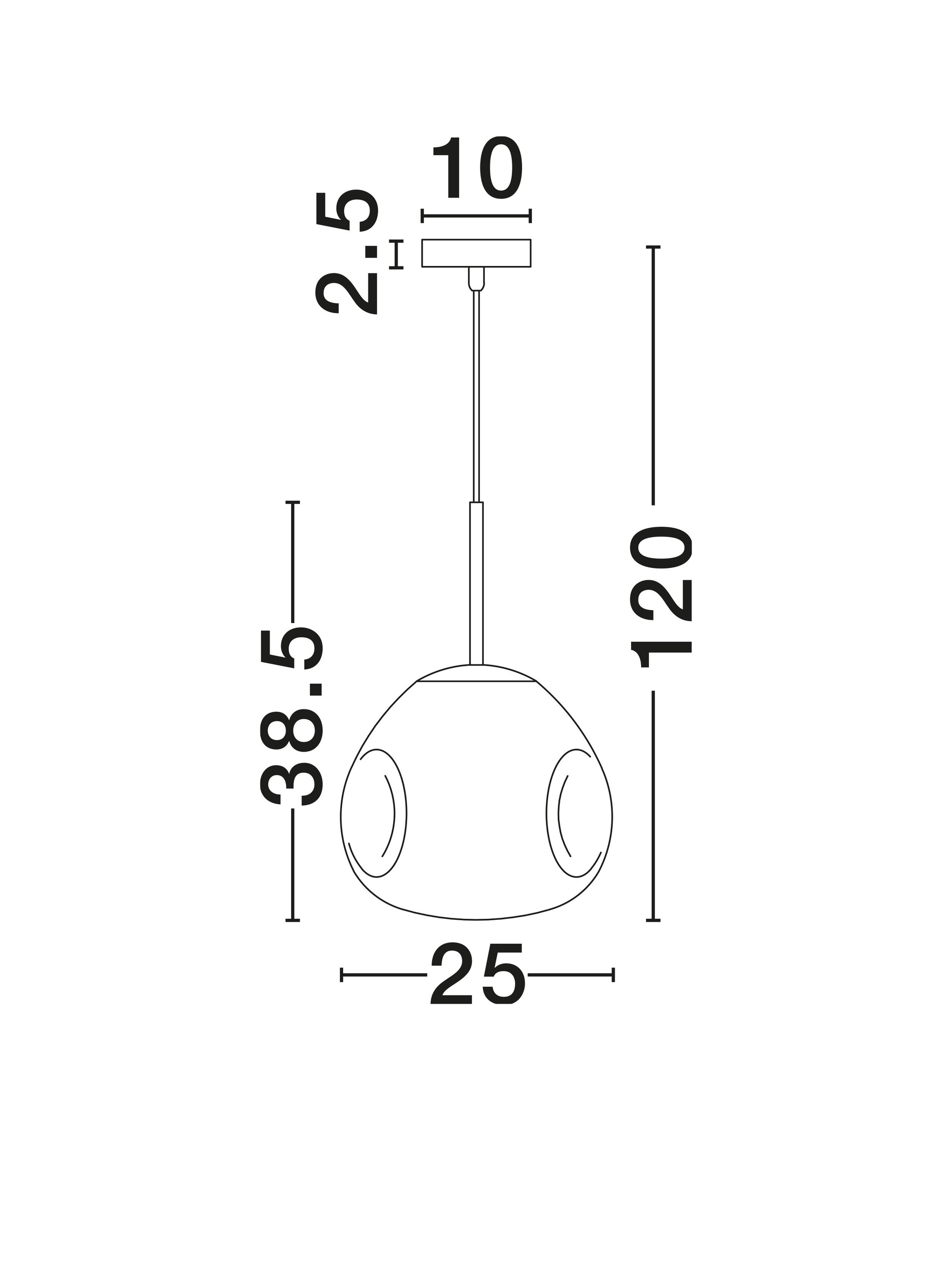 LAVA | H 120 D 25 cm | 12 W | IP20 | Copper | Glass/Metal