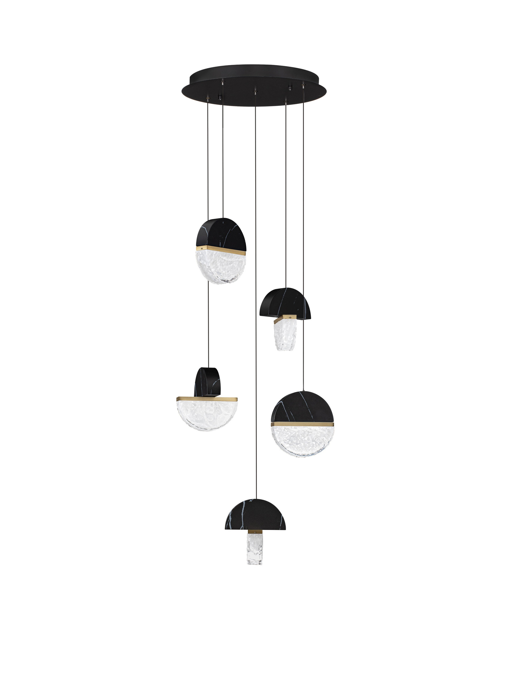 DORIN | H 150 D 46 cm | 30 W | 3000 K | 2168 lm | IP20 | Black/White/Gold | Glass/Aluminum/Metal/Artificial Marble