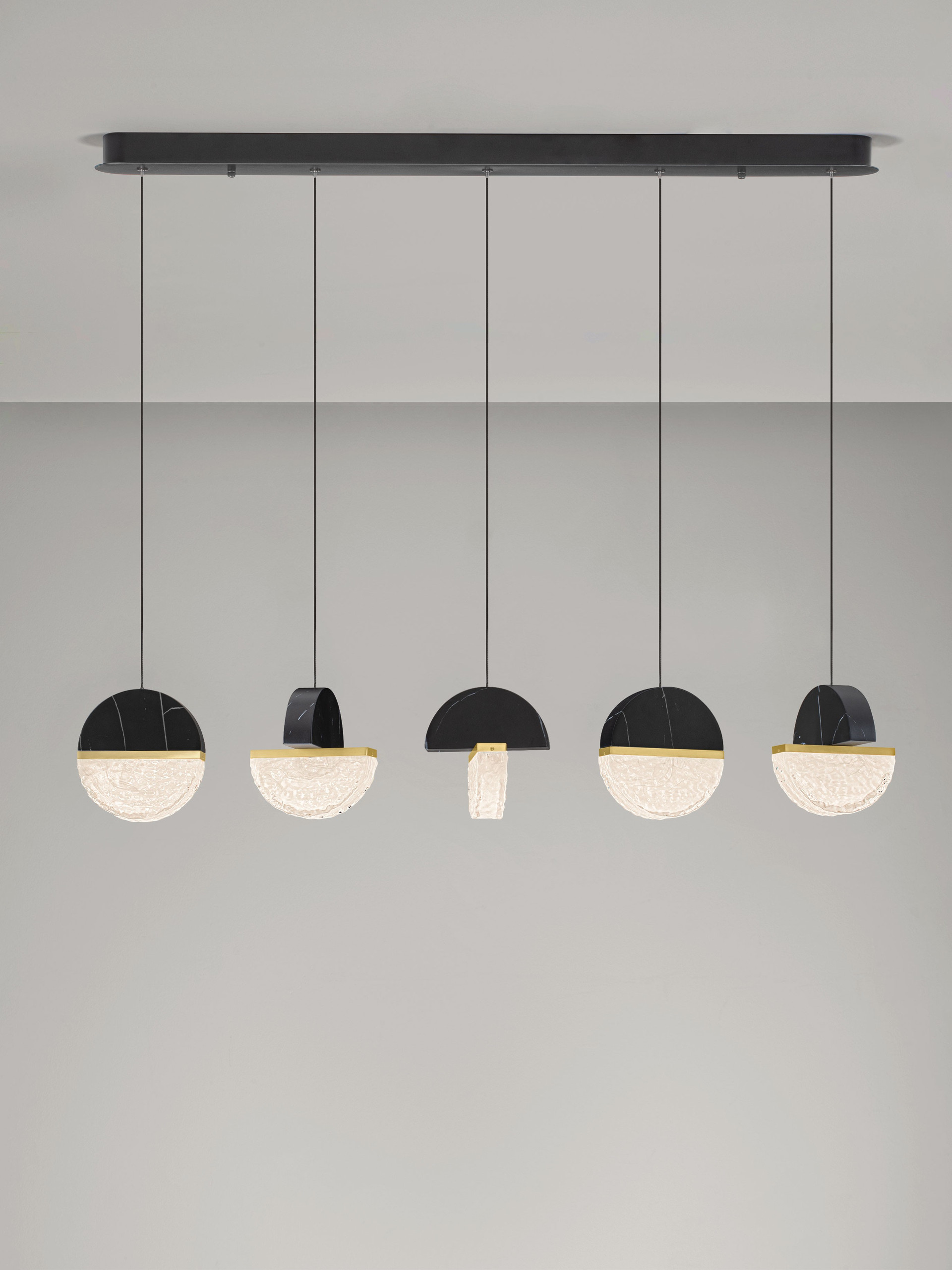 DORIN | L 104 W 16 H 150 cm | 30 W | 3000 K | 2168 lm | IP20 | Black/White/Gold | Glass/Aluminum/Metal/Artificial Marble