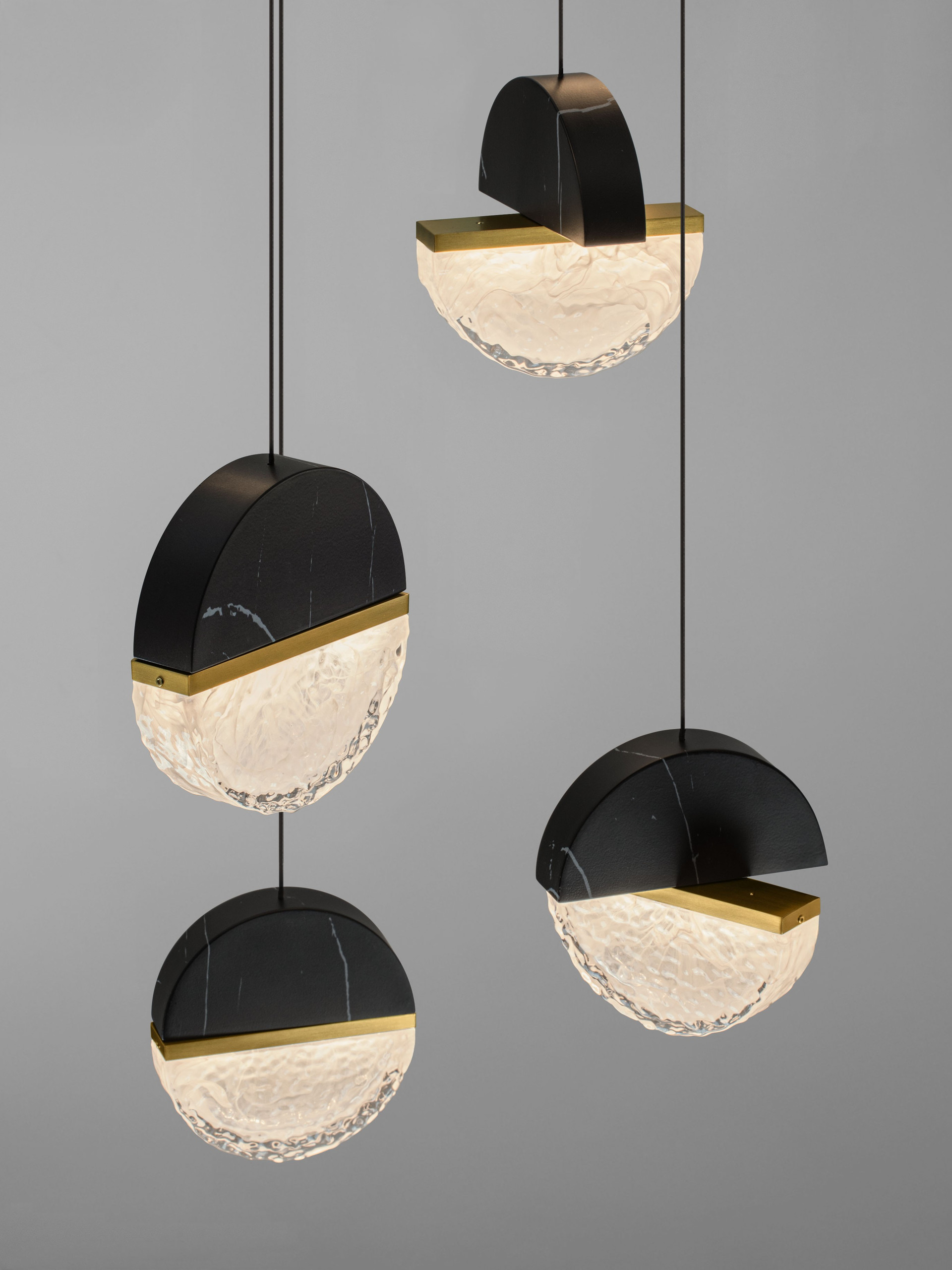 DORIN | H 300 D 78 cm | 72 W | 3000 K | 5040 lm | IP20 | Black/White/Gold | Glass/Aluminum/Metal/Artificial Marble