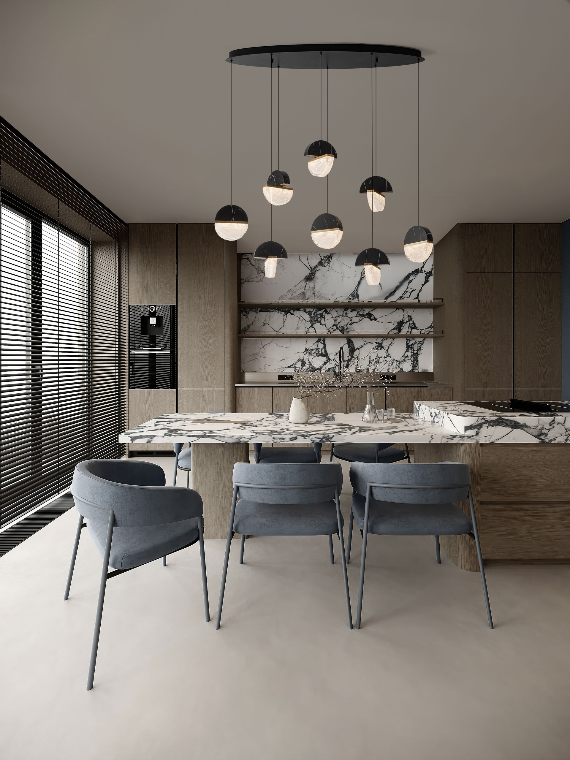 DORIN | L 105 W 40 H 150 cm | 48 W | 3000 K | 3597 lm | IP20 | Black/White/Gold | Glass/Aluminum/Metal/Artificial Marble
