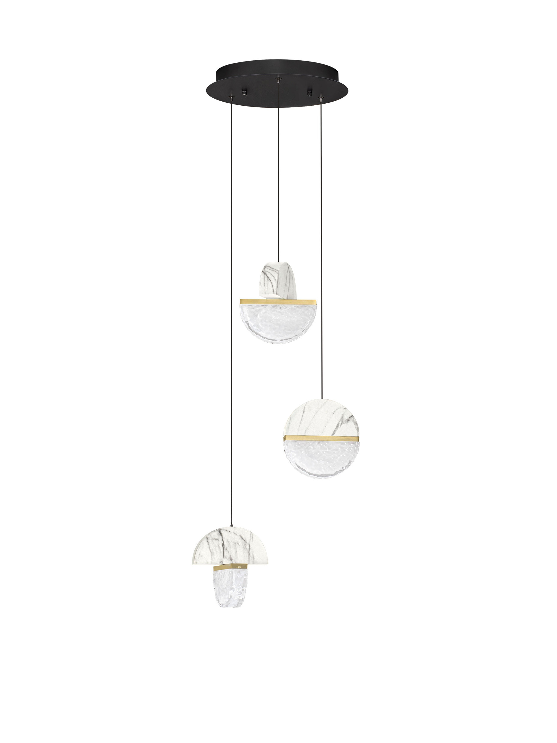 DORIN | H 150 D 38 cm | 18 W | 2700 K | 1206 lm | IP20 | Nero/Bianco/Oro | Vetro/Alluminio/Metallo/Marmo Artificiale