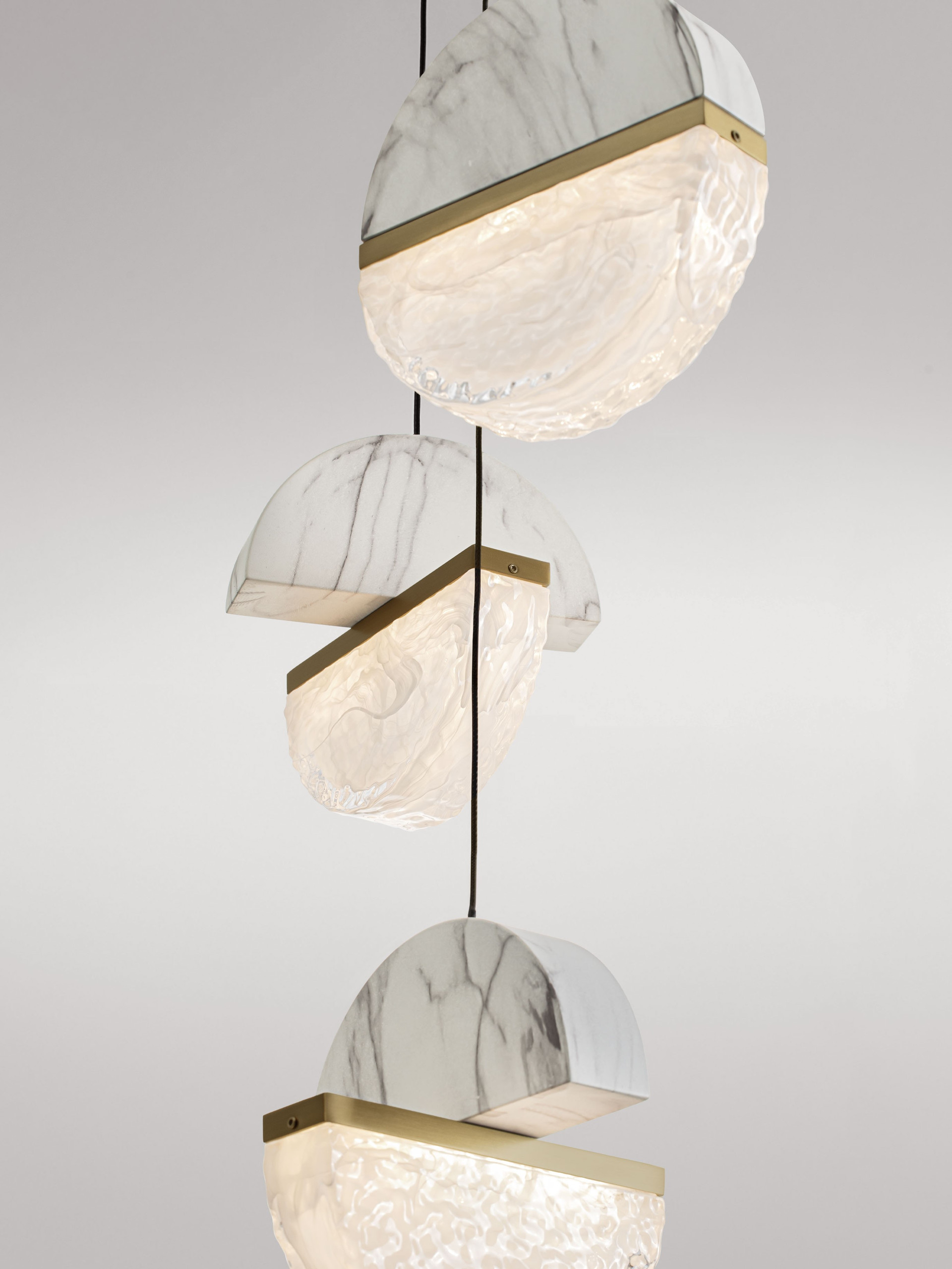 DORIN | H 150 D 46 cm | 30 W | 3000 K | 2168 lm | IP20 | Black/White/Gold | Glass/Aluminum/Metal/Artificial Marble