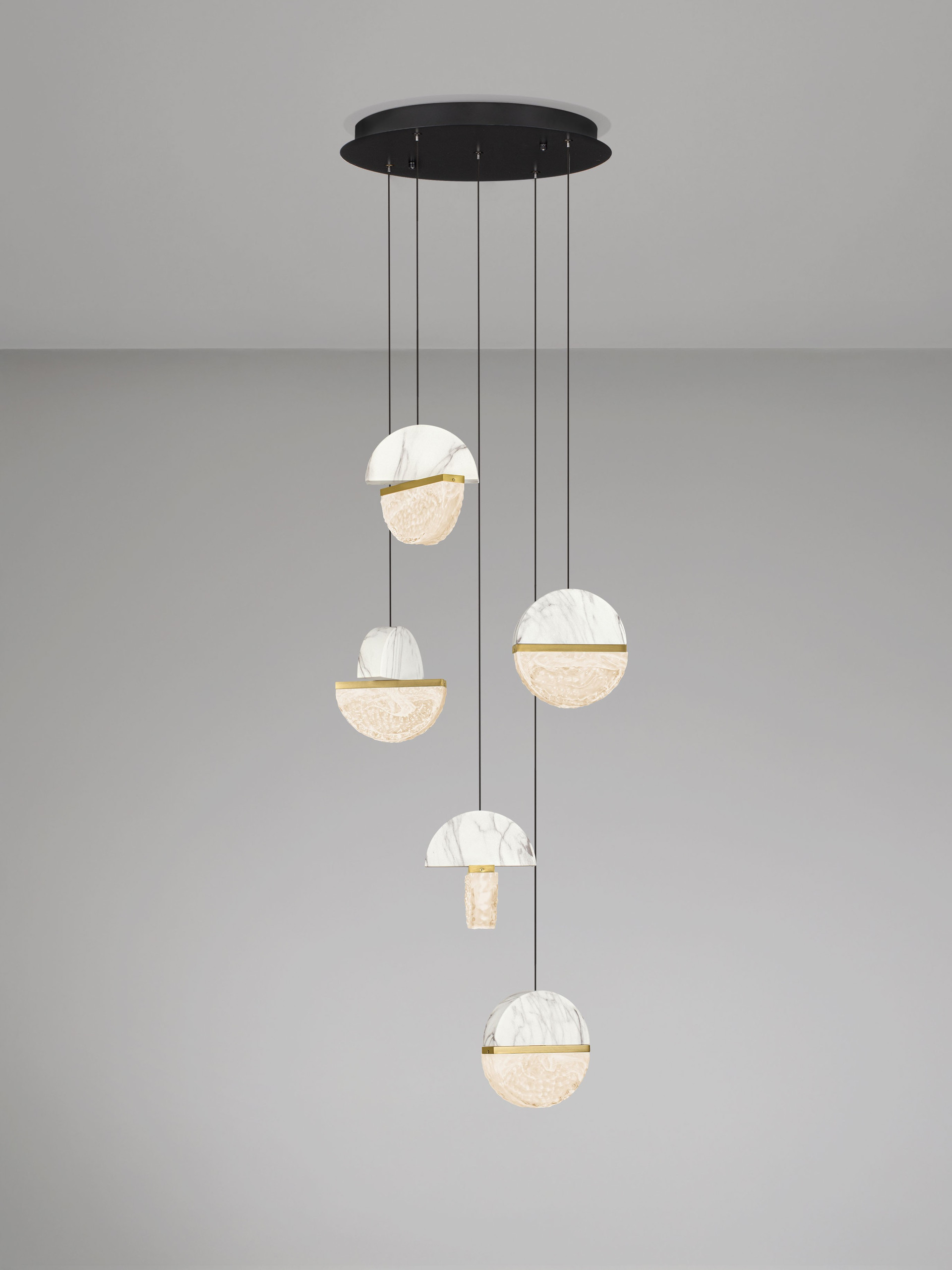 DORIN | H 150 D 46 cm | 30 W | 2700 K | 2168 lm | IP20 | Black/White/Gold | Glass/Aluminum/Metal/Artificial Marble