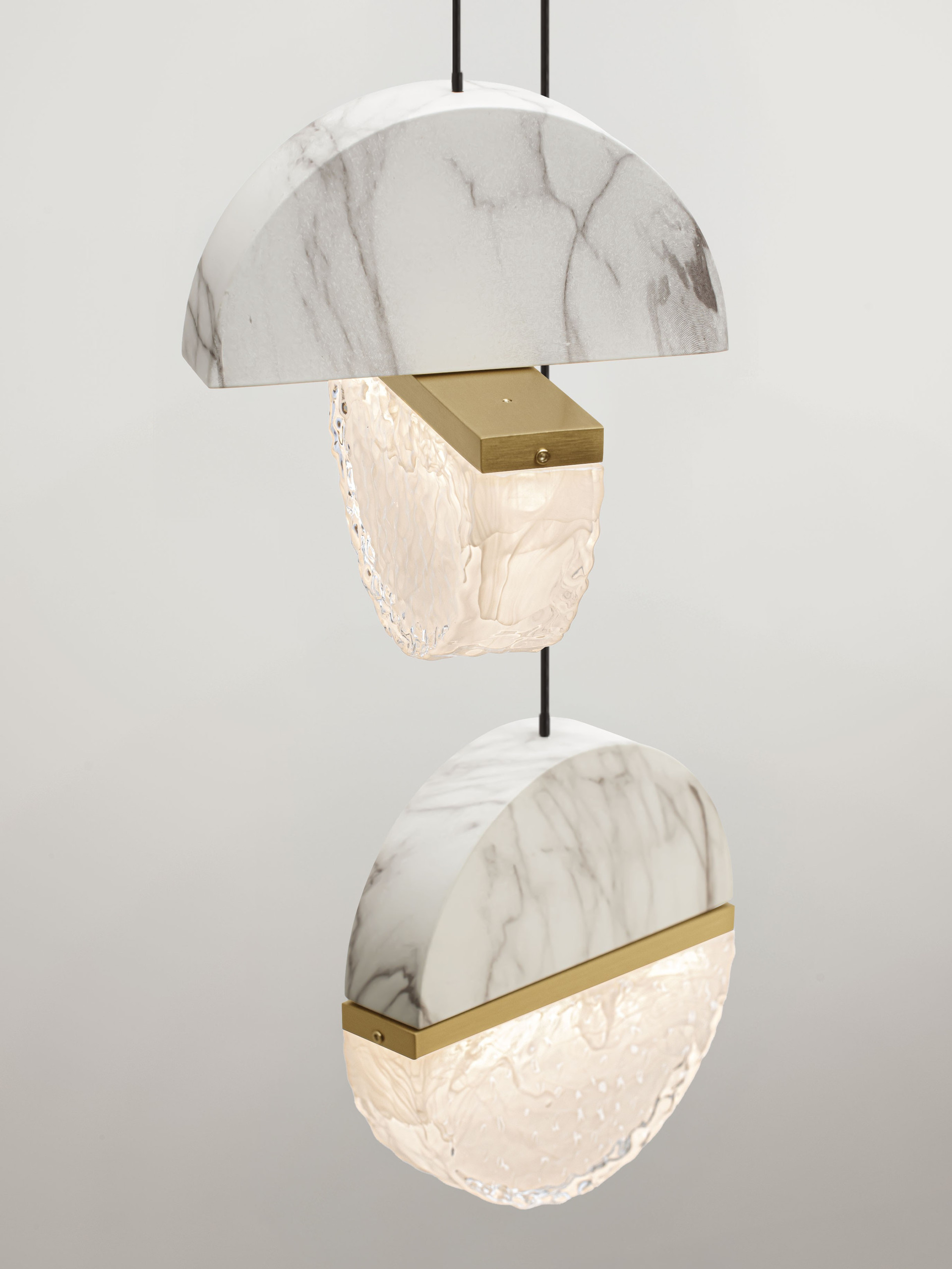 DORIN | H 150 D 46 cm | 30 W | 2700 K | 2168 lm | IP20 | Black/White/Gold | Glass/Aluminum/Metal/Artificial Marble