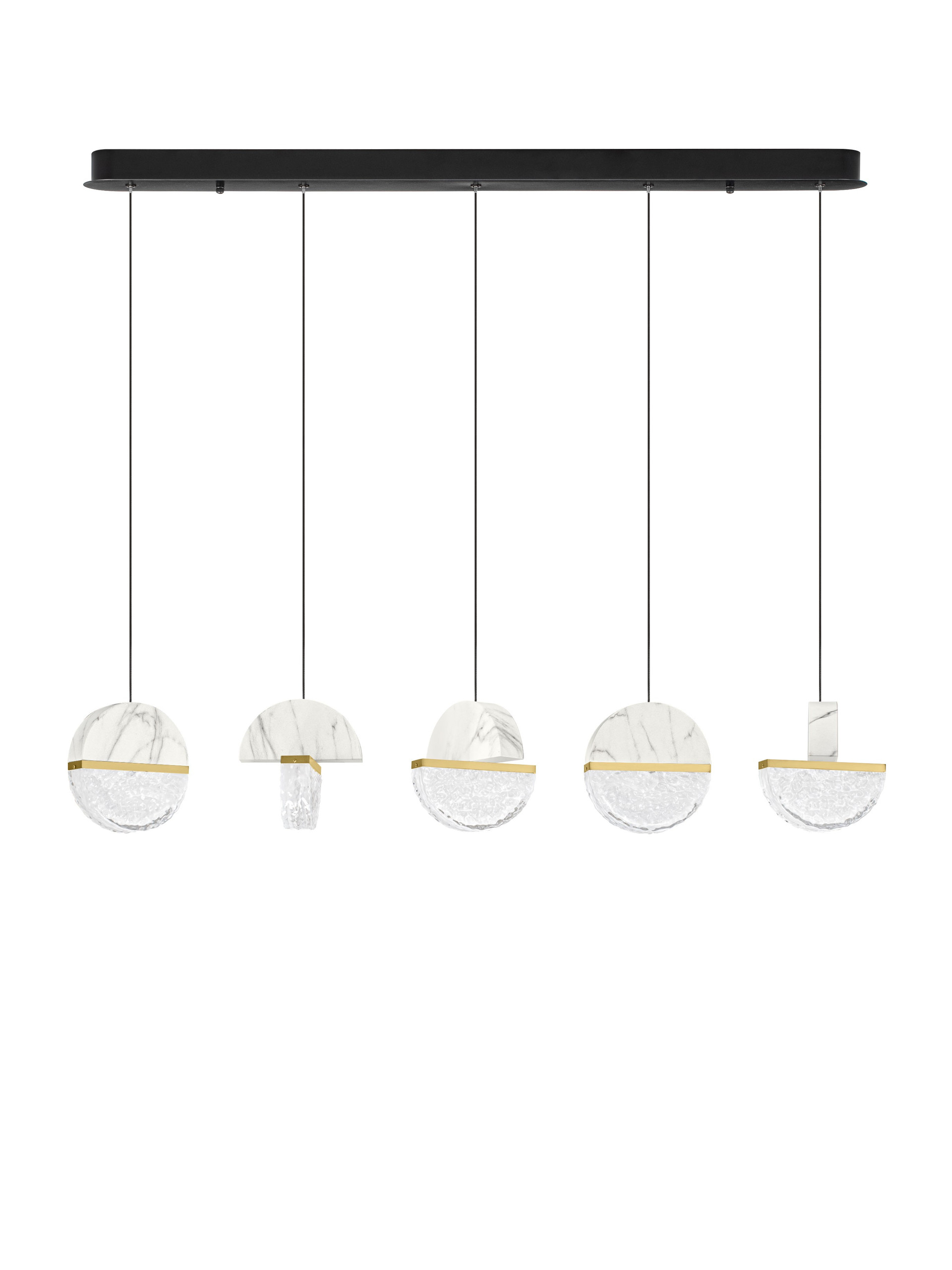 DORIN | L 104 W 16 H 150 cm | 30 W | 2700 K | 2168 lm | IP20 | Black/White/Gold | Glass/Aluminum/Metal/Artificial Marble