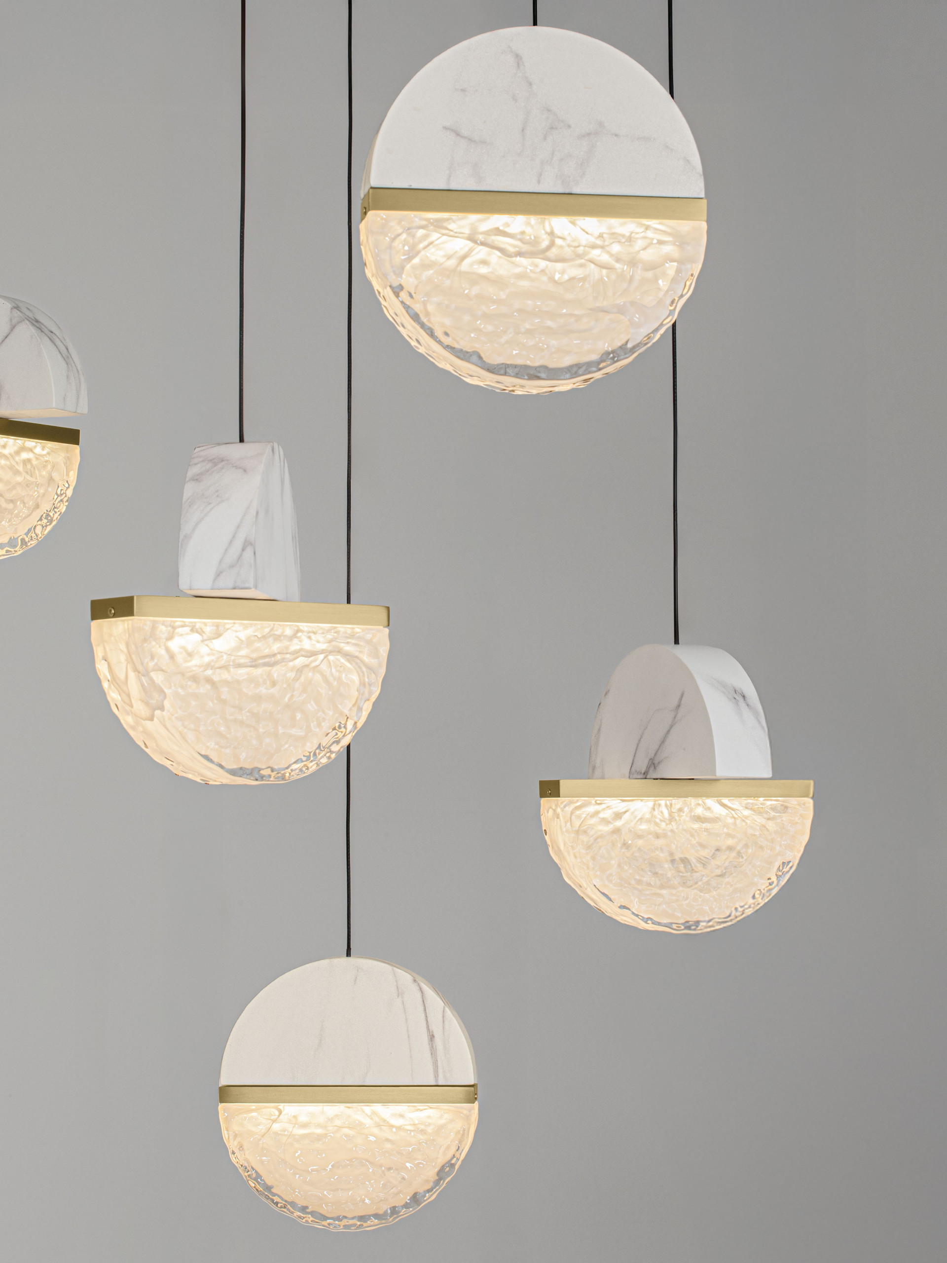 DORIN | H 300 D 78 cm | 72 W | 2700 K | 5040 lm | IP20 | Black/White/Gold | Glass/Aluminum/Metal/Artificial Marble