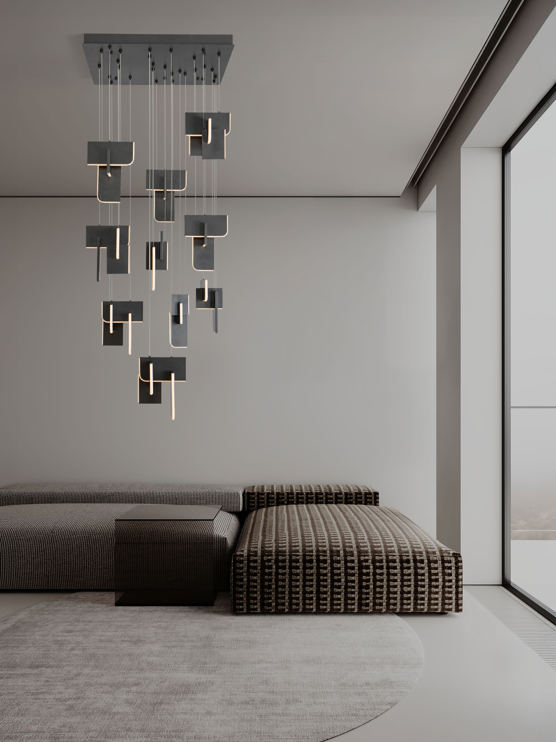 TOTEM | L 80 W 80 H 210 cm | 144 W | 2700 K | 6874 lm | IP20 | Anthracite | Metal/Acrylic