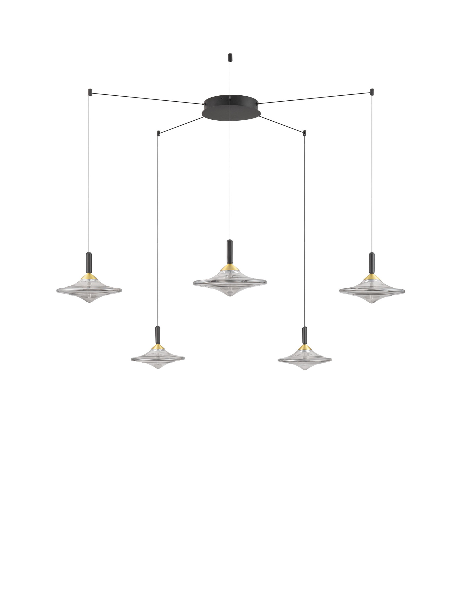DIAZ | H 200 D 127 cm | 24 W | 3000 K | 1075 lm | IP20 | Brass Gold/Smokey | Glass/Metal