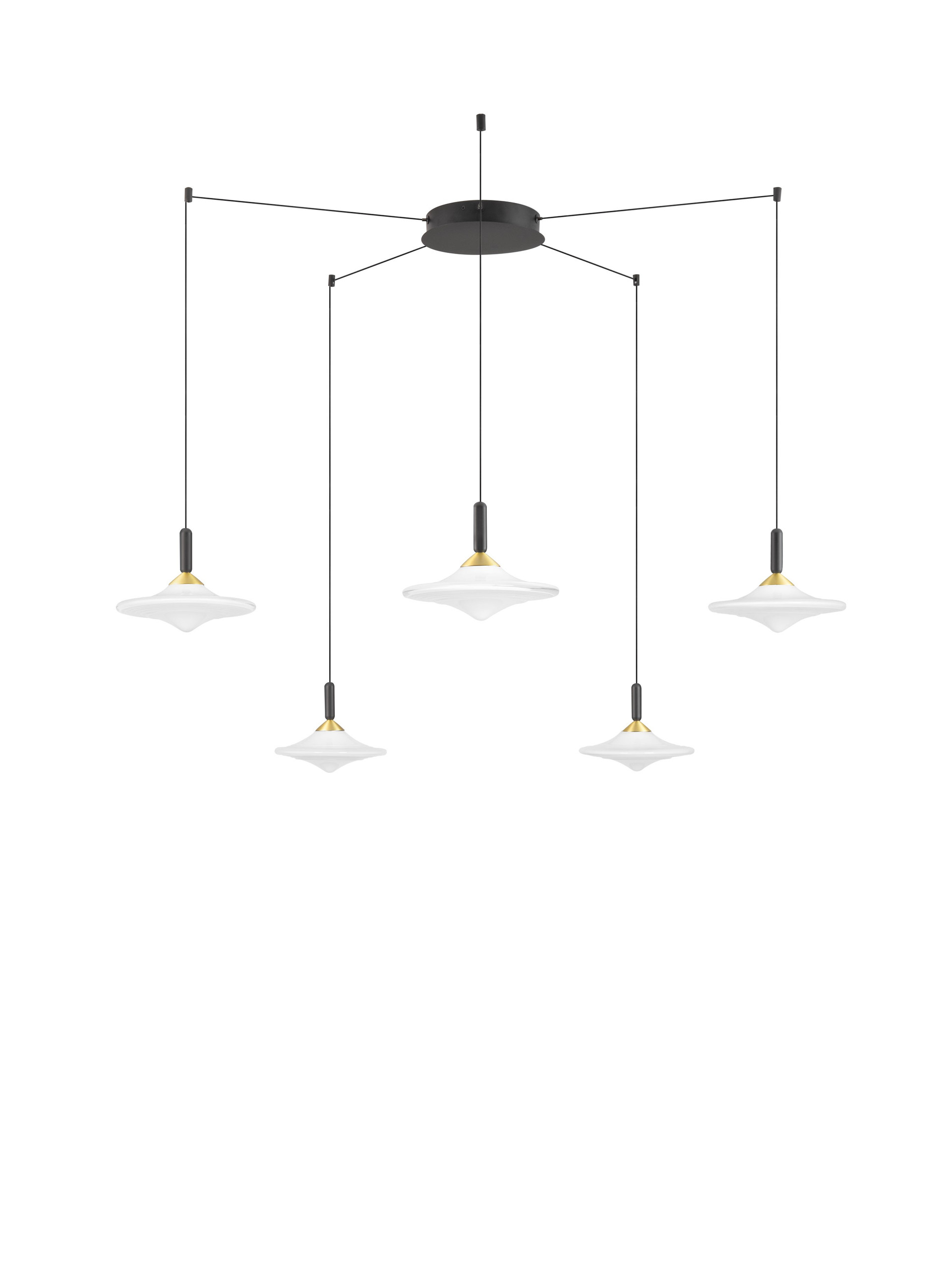 DIAZ | H 200 D 127 cm | 24 W | 3000 K | 1075 lm | IP20 | White/Brass Gold | Glass/Metal