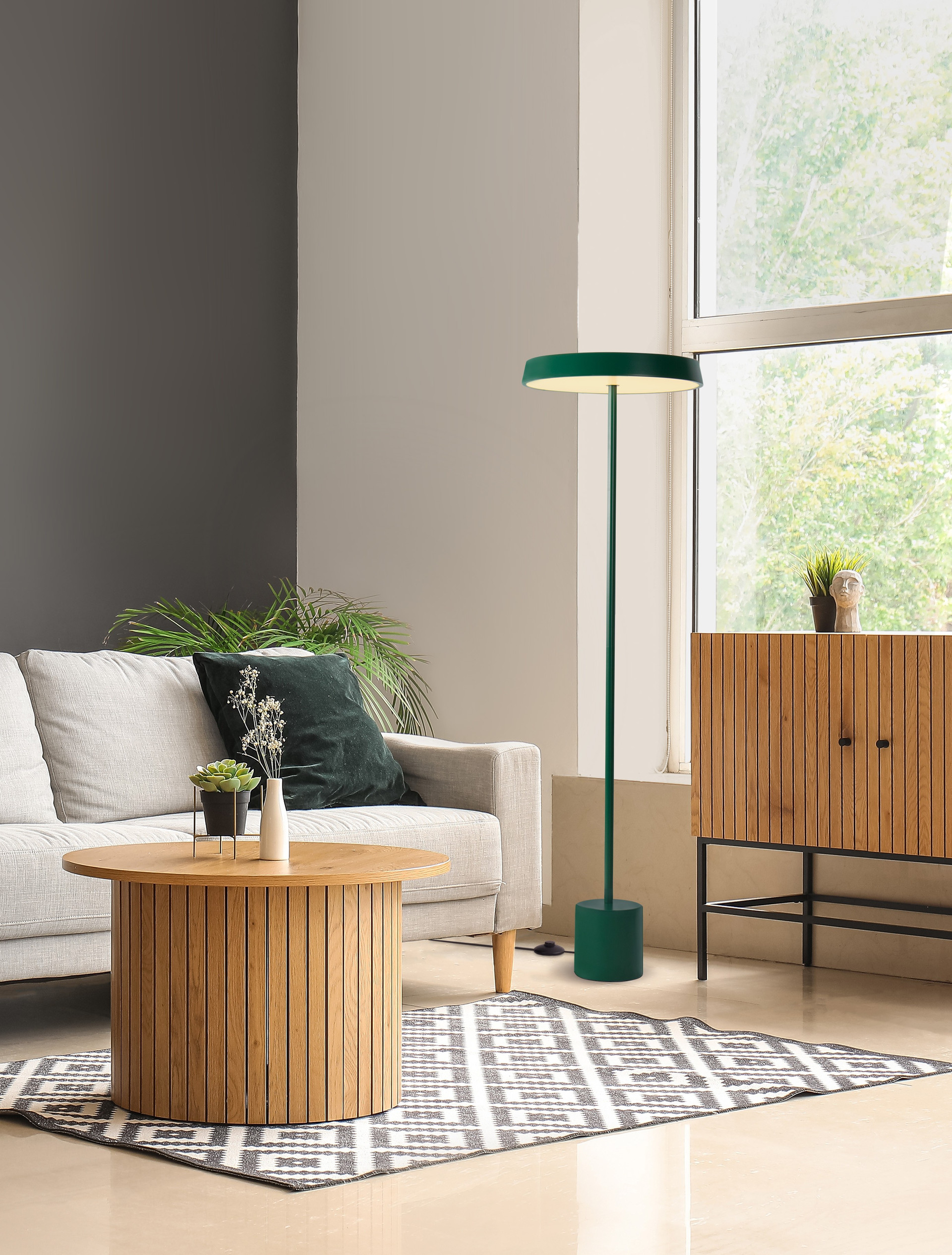 VETRO | H 136 D 40 cm | 33 W | 3000 K | 2666 lm | IP20 | Green | Aluminum/Acrylic
