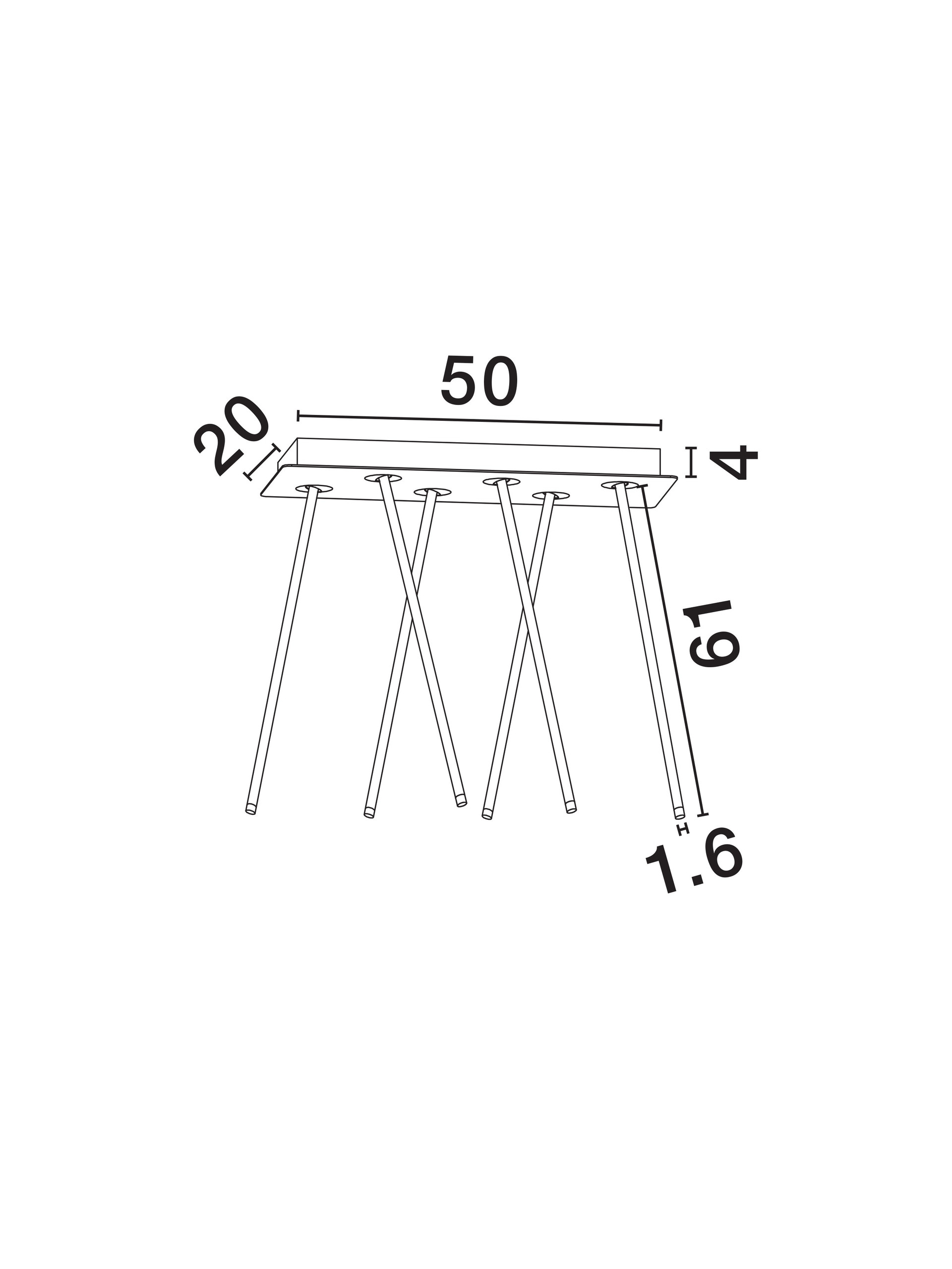STILVI | L 50 W 20 H 65 cm | 17 W | 3000 K | 573 lm | IP20 | Nero | Alluminio