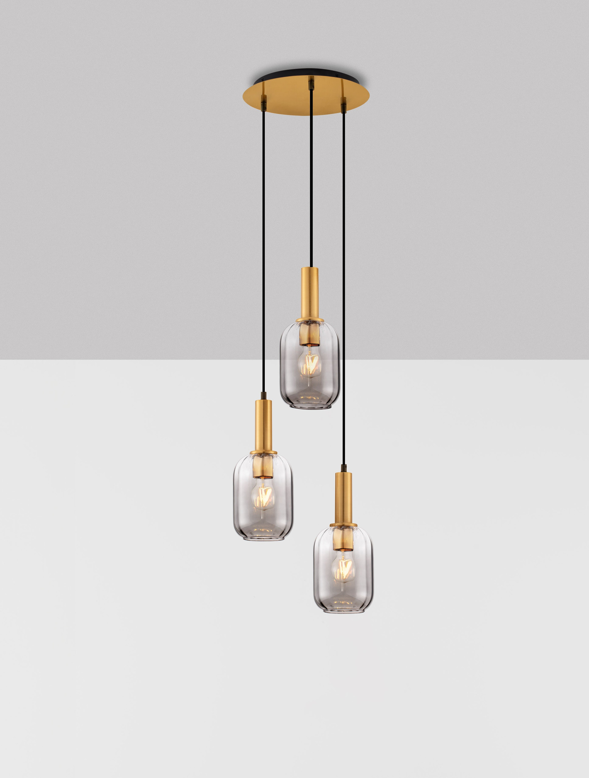 MAHO | H 150 D 36 cm | 36 W | IP20 | Brass/Smokey | Glass/Metal