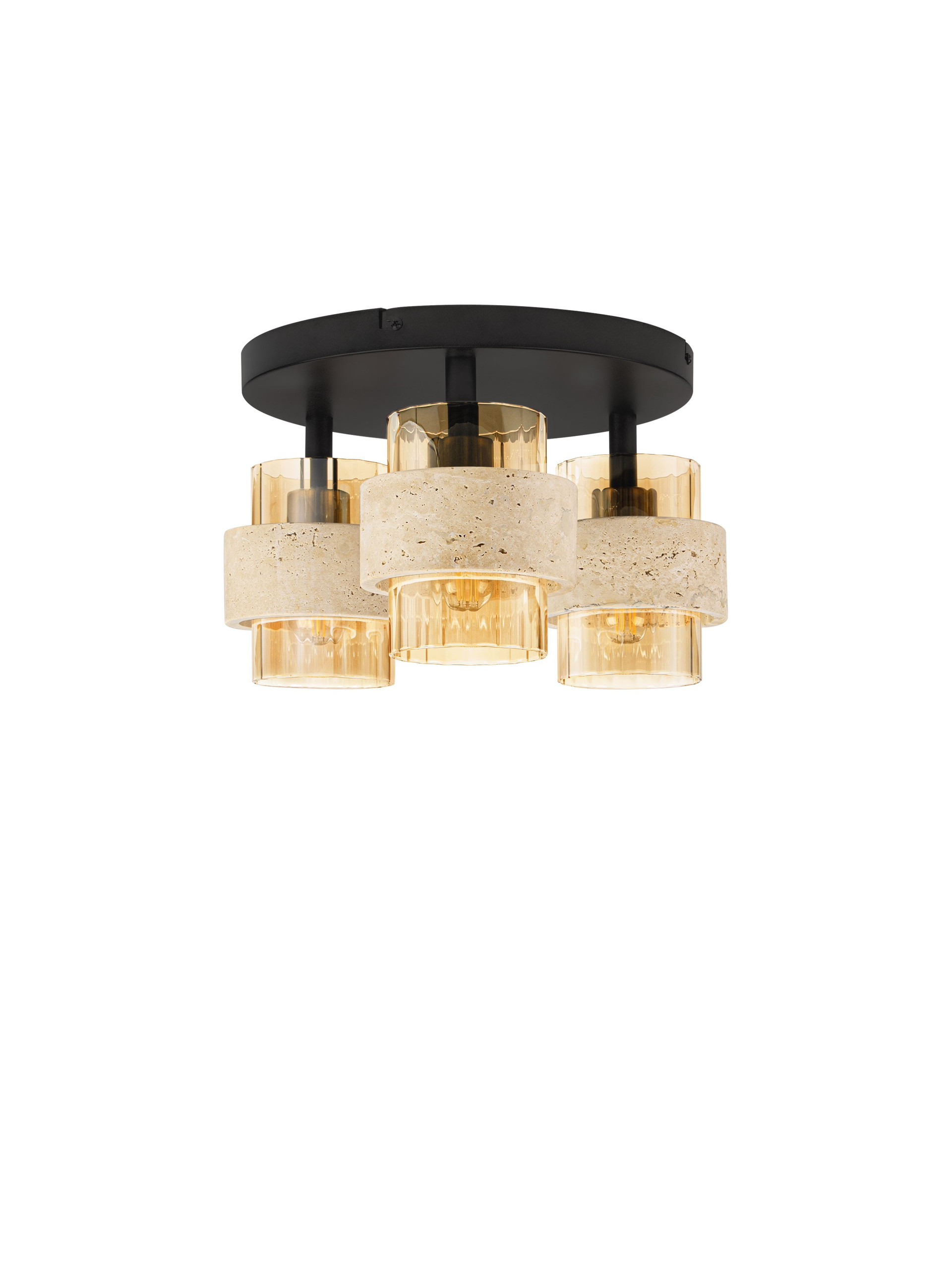 MELONY | H 20.5 D 37.5 cm | 36 W | IP20 | Amber/Beige | Glass/Travertine