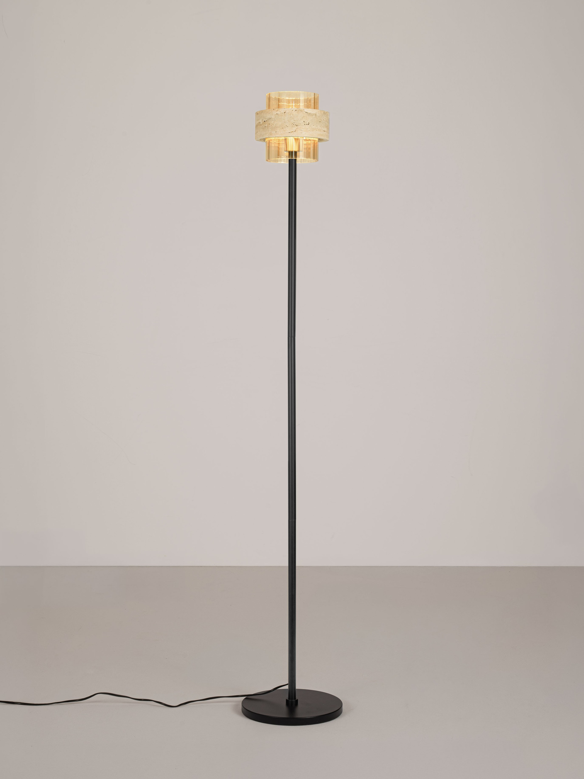 MELONY | H 152 D 25 cm | 12 W | IP20 | Amber/Beige | Glass/Travertine