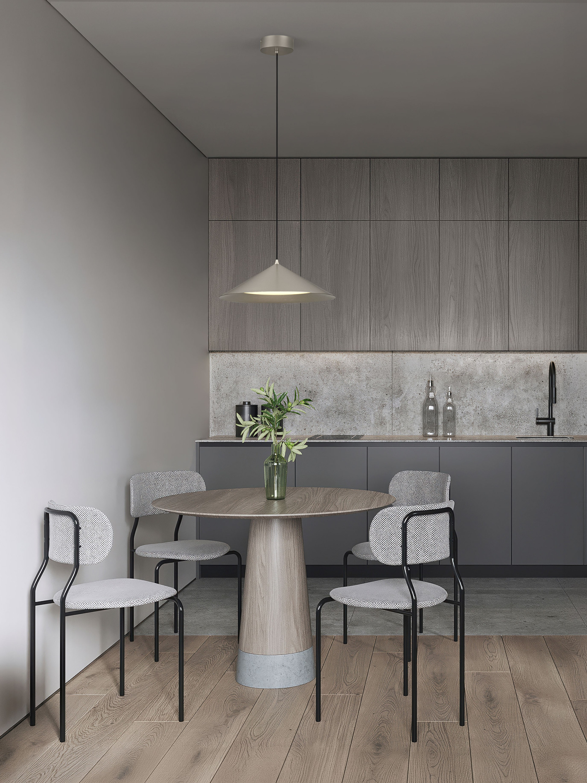 DARIO | H 150 D 40 cm | 21 W | 3000 K | 1667 lm | IP20 | Grigio Argento | Vetro/Metallo