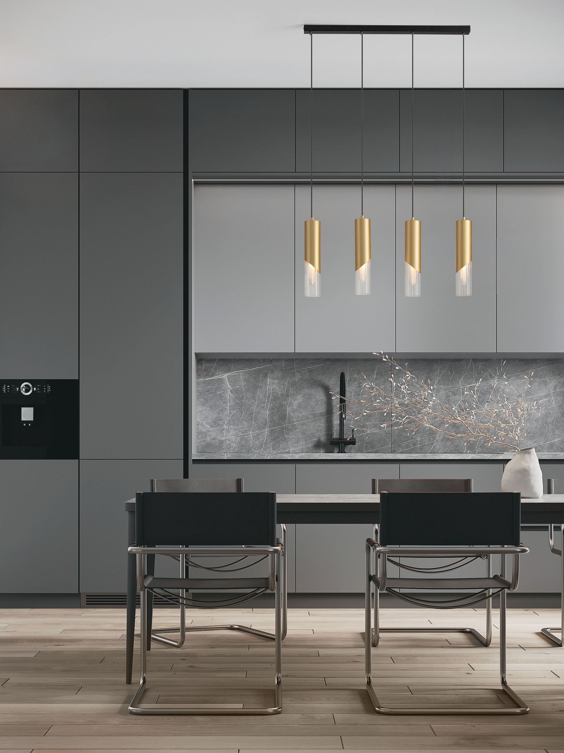 MODESTO | L 66 W 5 H 150 cm | 20 W | IP20 | Black/Gold | Glass/Metal