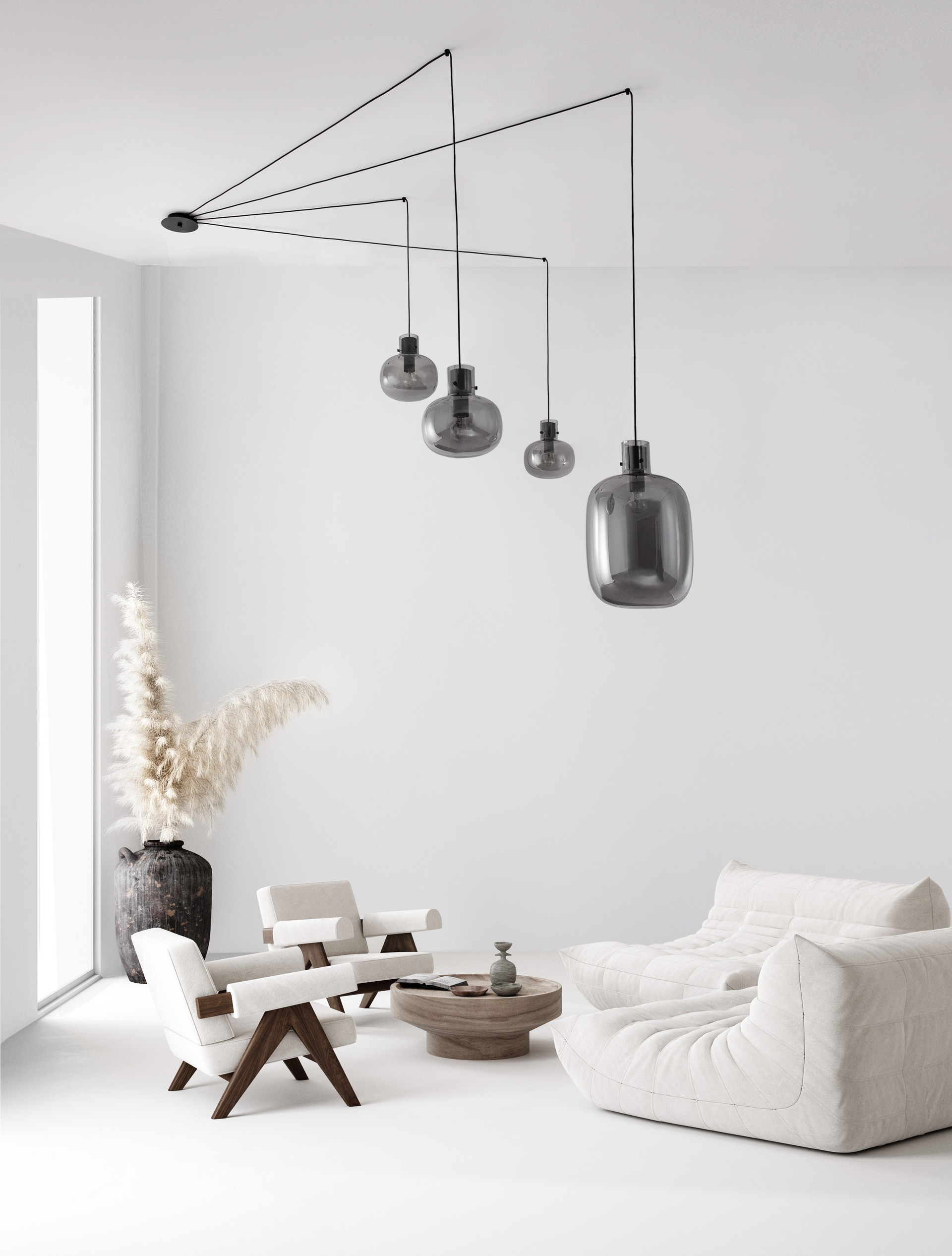CINZIA | L 180 H 240 cm | 48 W | IP20 | Black | Glass/Metal