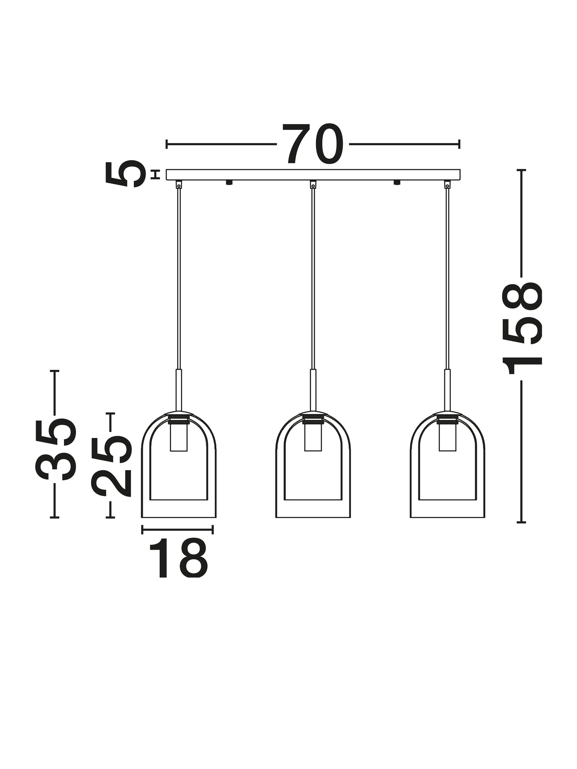 VELOR | L 70 W 18 H 158 cm | 36 W | IP20 | Amber | Glass/Metal