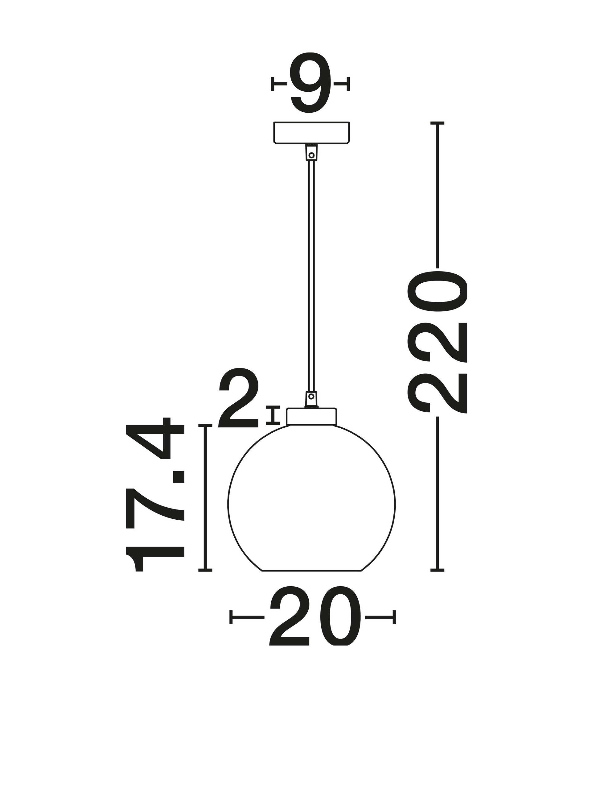 PALMER | H 220 D 20 cm | 12 W | IP20 | Black | Glass/Metal