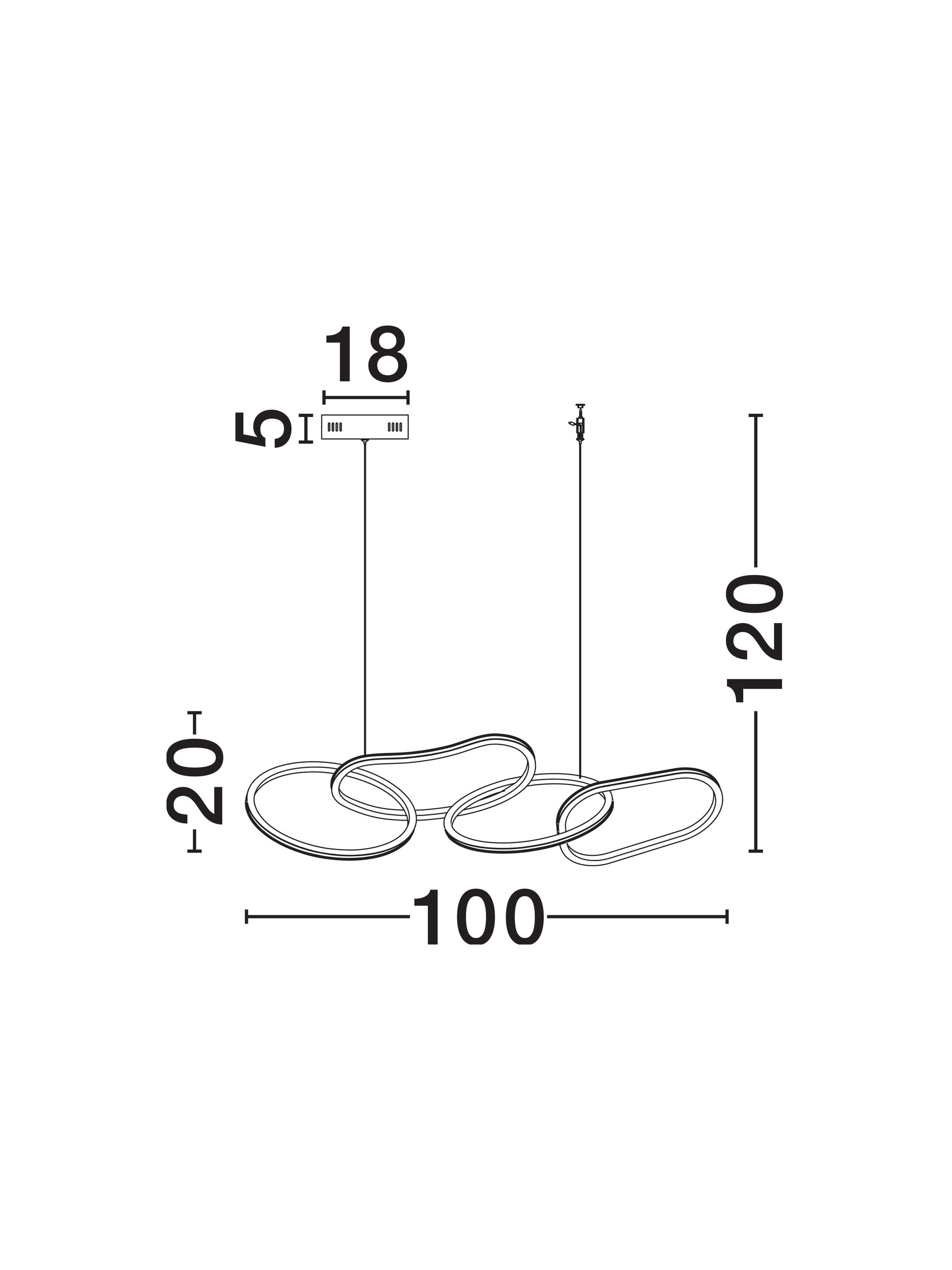 GIRISH | L 100 W 20 H 120 cm | 51 W | 3000 K | 2000 lm | IP20 | Gold | Aluminum/Acrylic/Stainless Steel