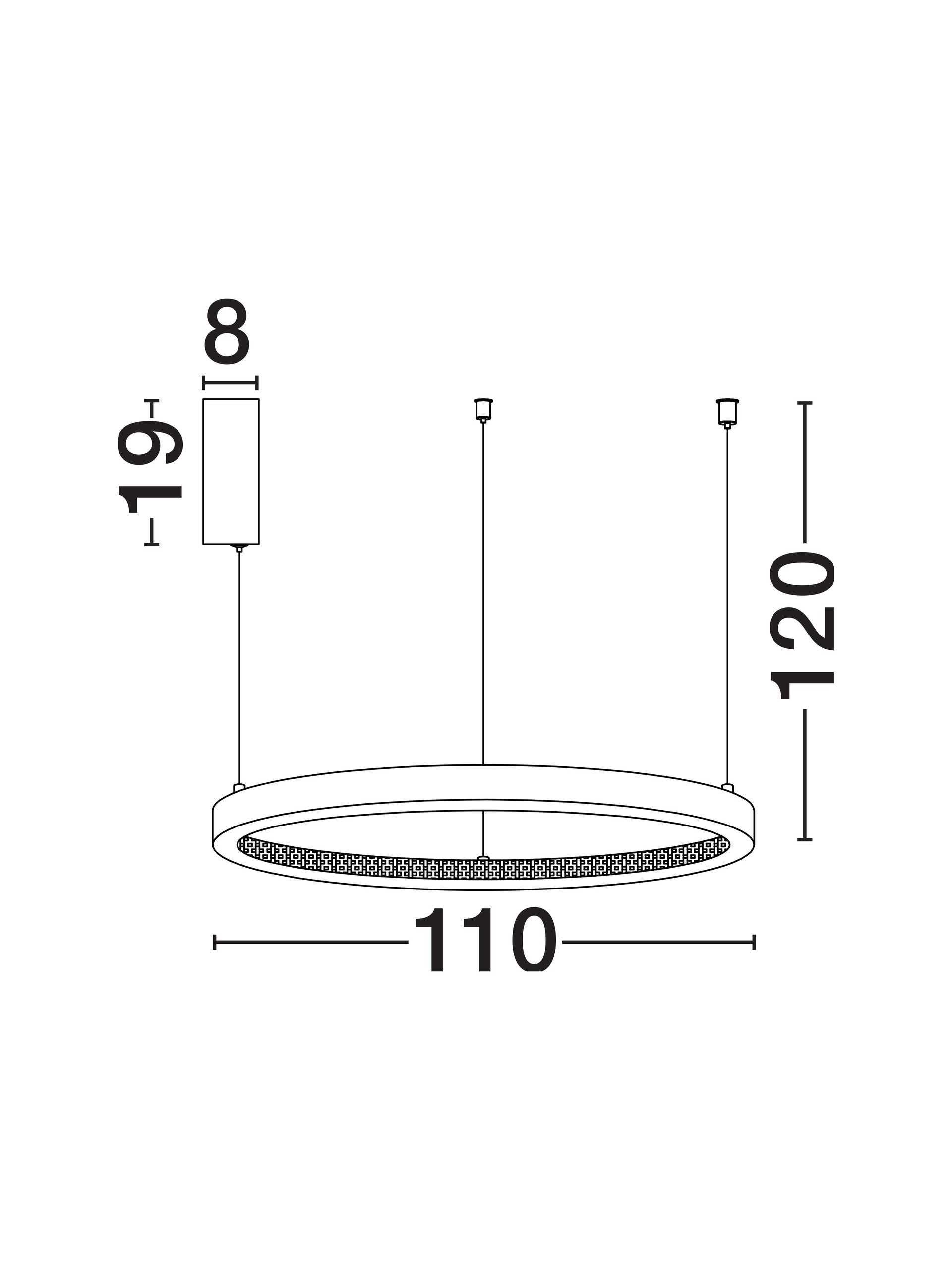 PRESTON | H 120 D 110 cm | 60 W | 3000 K | 4030 lm | IP20 | Brass | Aluminum/Acrylic