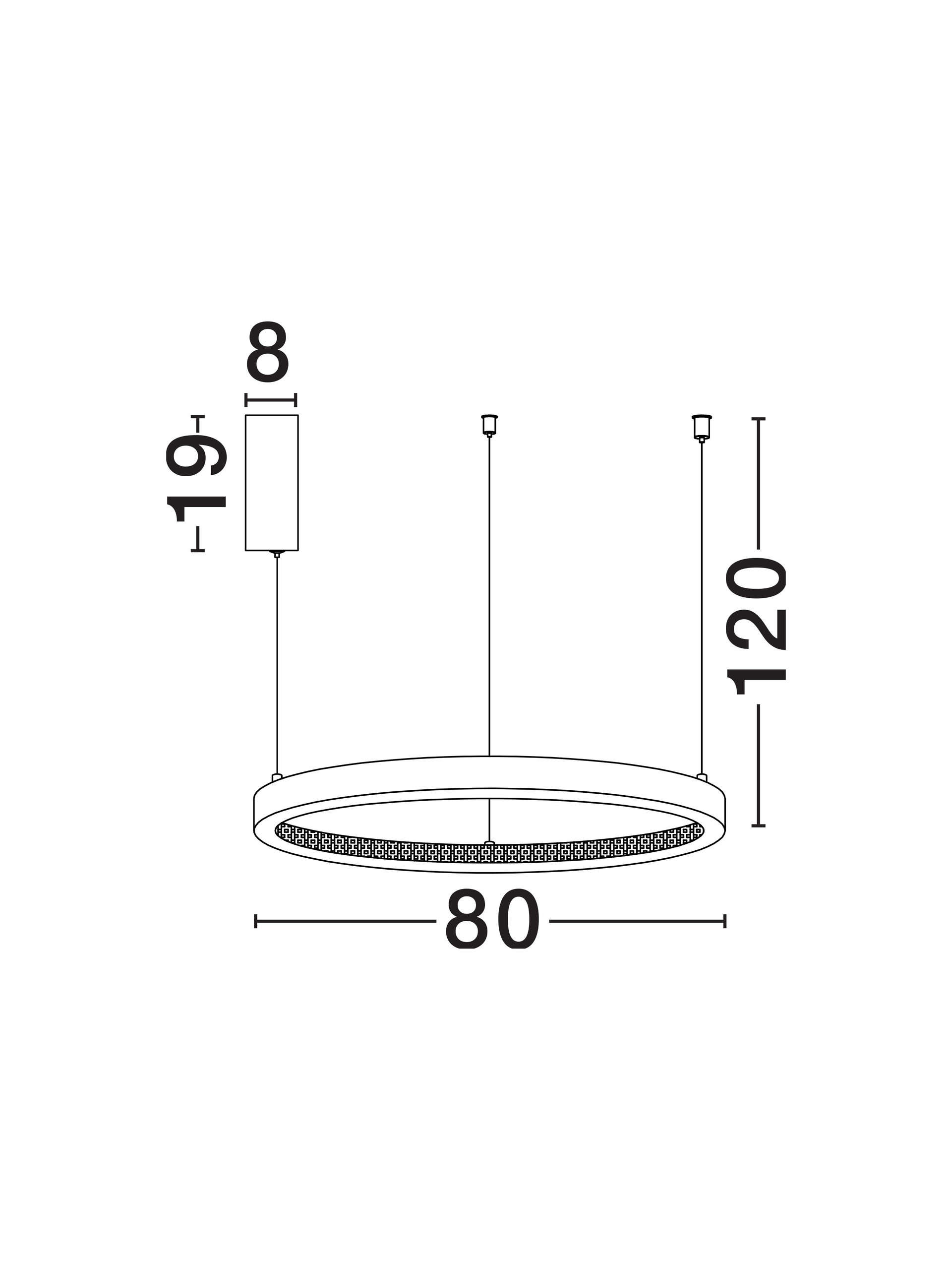 PRESTON | H 120 D 80 cm | 49 W | 3000 K | 2727 lm | IP20 | Brass | Aluminum/Acrylic