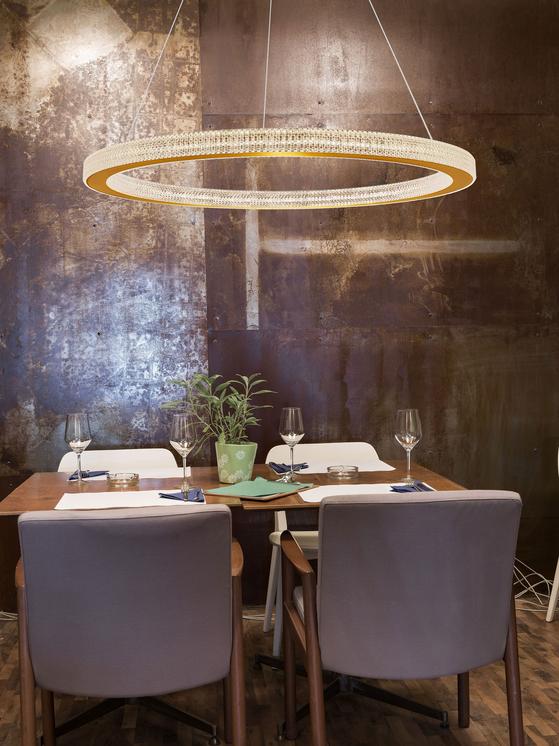 FIORE | H 120 D 80 cm | 80 W | 3000 K | 4452 lm | IP20 | Brass | Aluminum/Acrylic